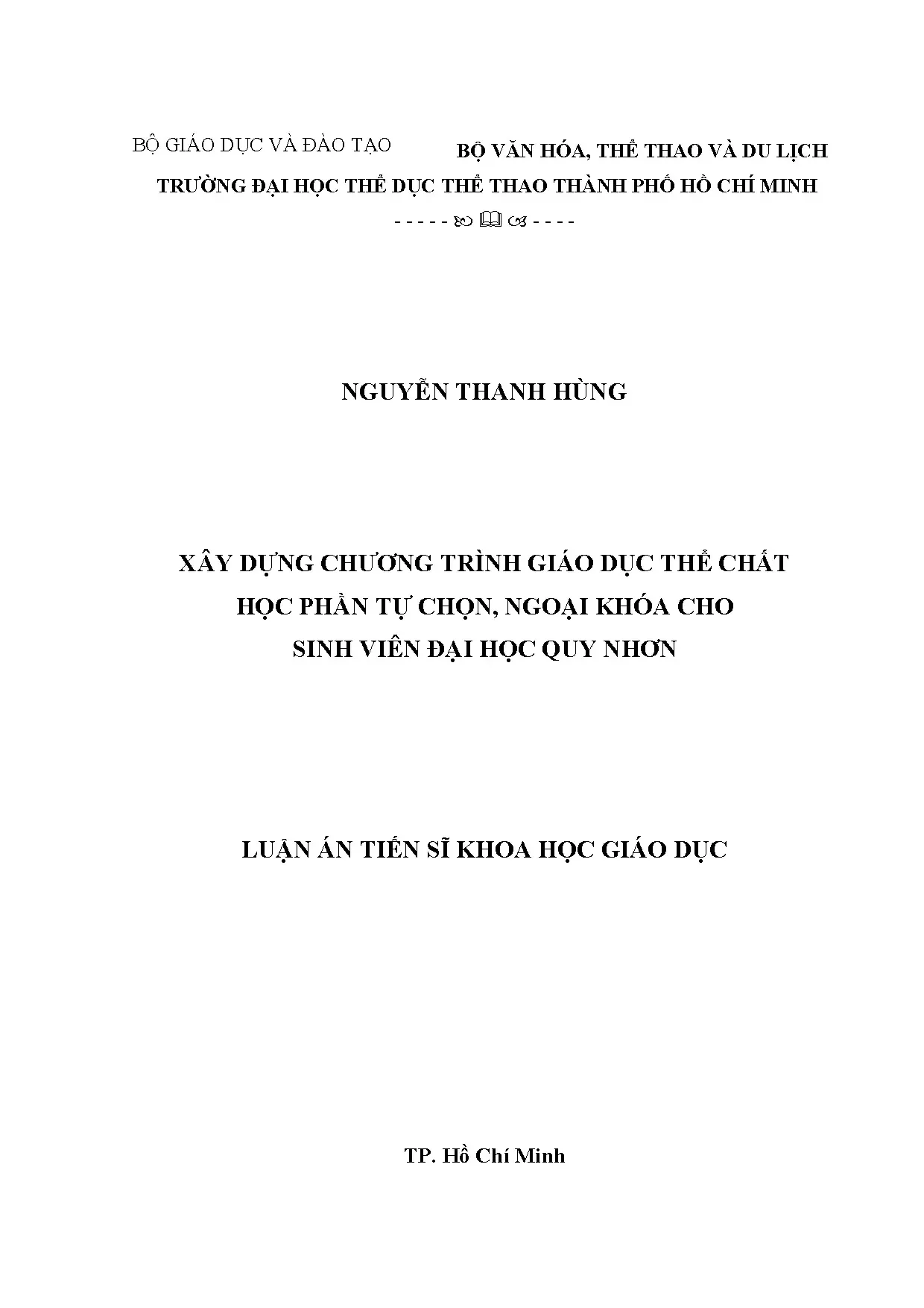 Luận án tiến sĩ xây dựng chương trình giáo dục thể chất học