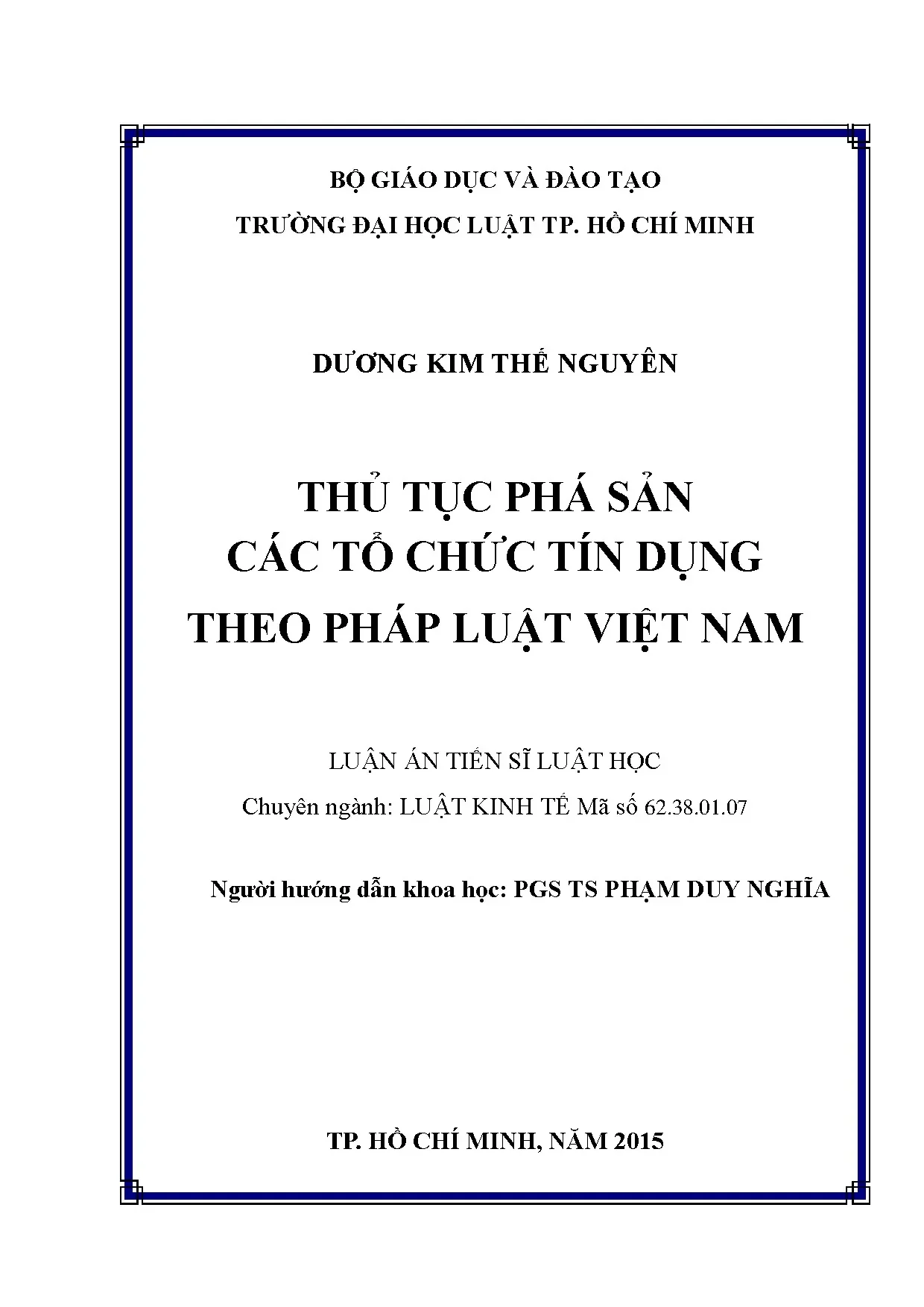 Thủ tục phá sản các tổ chức tín dụng theo pháp luật việt nam