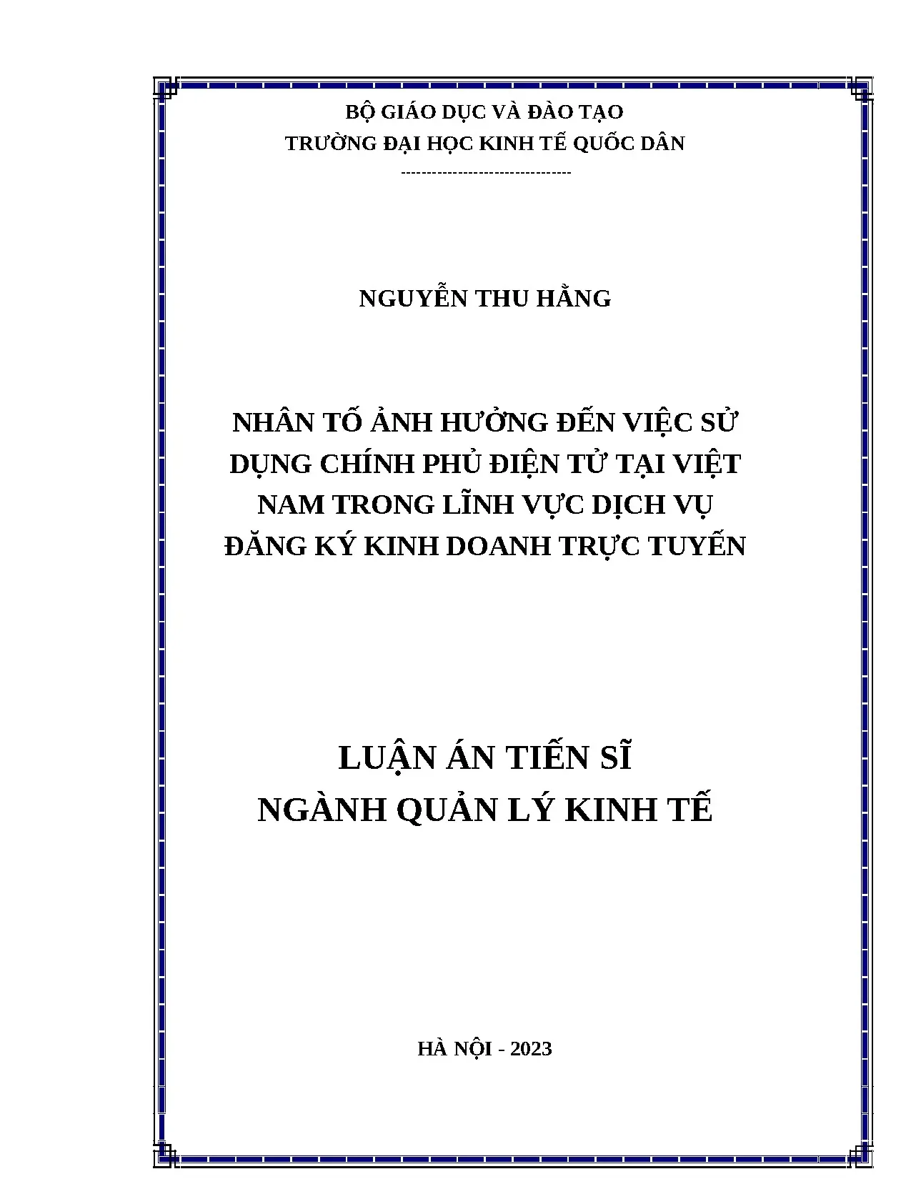 Luận án tiến sĩ nhân tố ảnh hưởng đến việc chấp nhận sử dụng