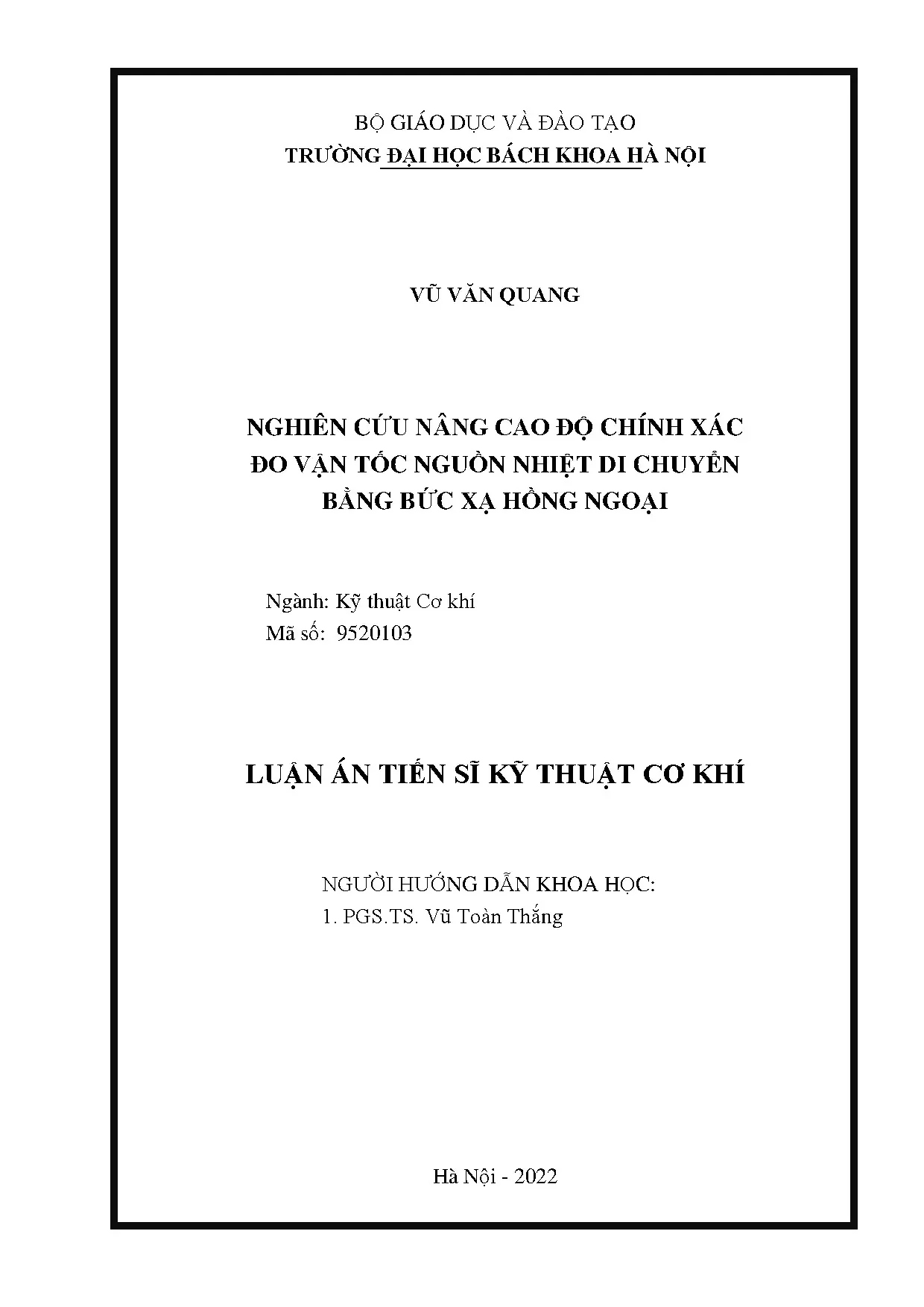 Luận án tiến sĩ: Đo vận tốc nguồn nhiệt bằng hồng ngoại cải tiến