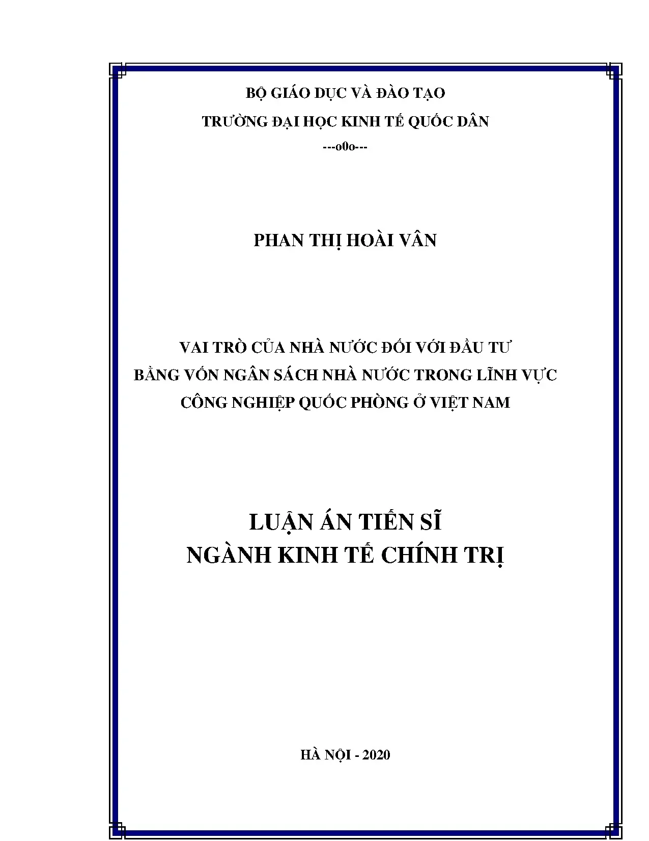 Luận án ts vai trò của nhà nước đối với đầu tư bằng vốn ngân