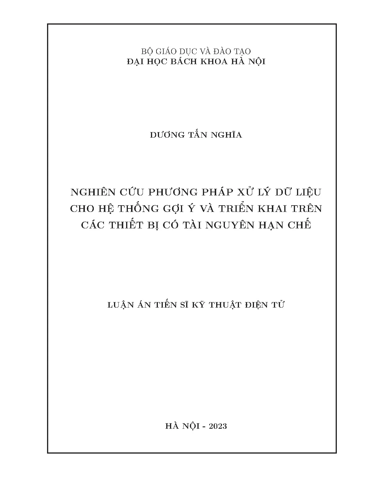 Nghiên cứu phương pháp xử lý dữ liệu cho hệ thống gợi ý và t