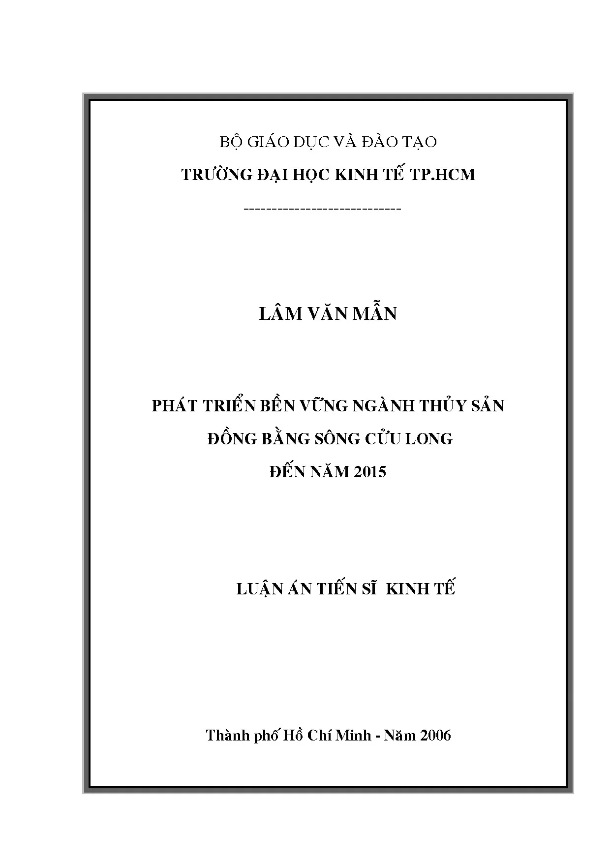 Luận văn phát triển bền vững ngành thủy sản đồng bằng sông c