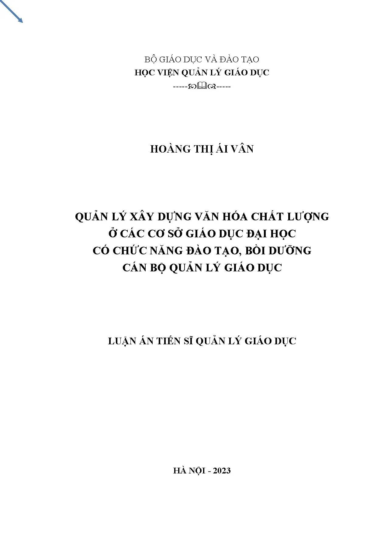 Quản lý xây dựng văn hóa chất lượng trong giáo dục đại học 2023