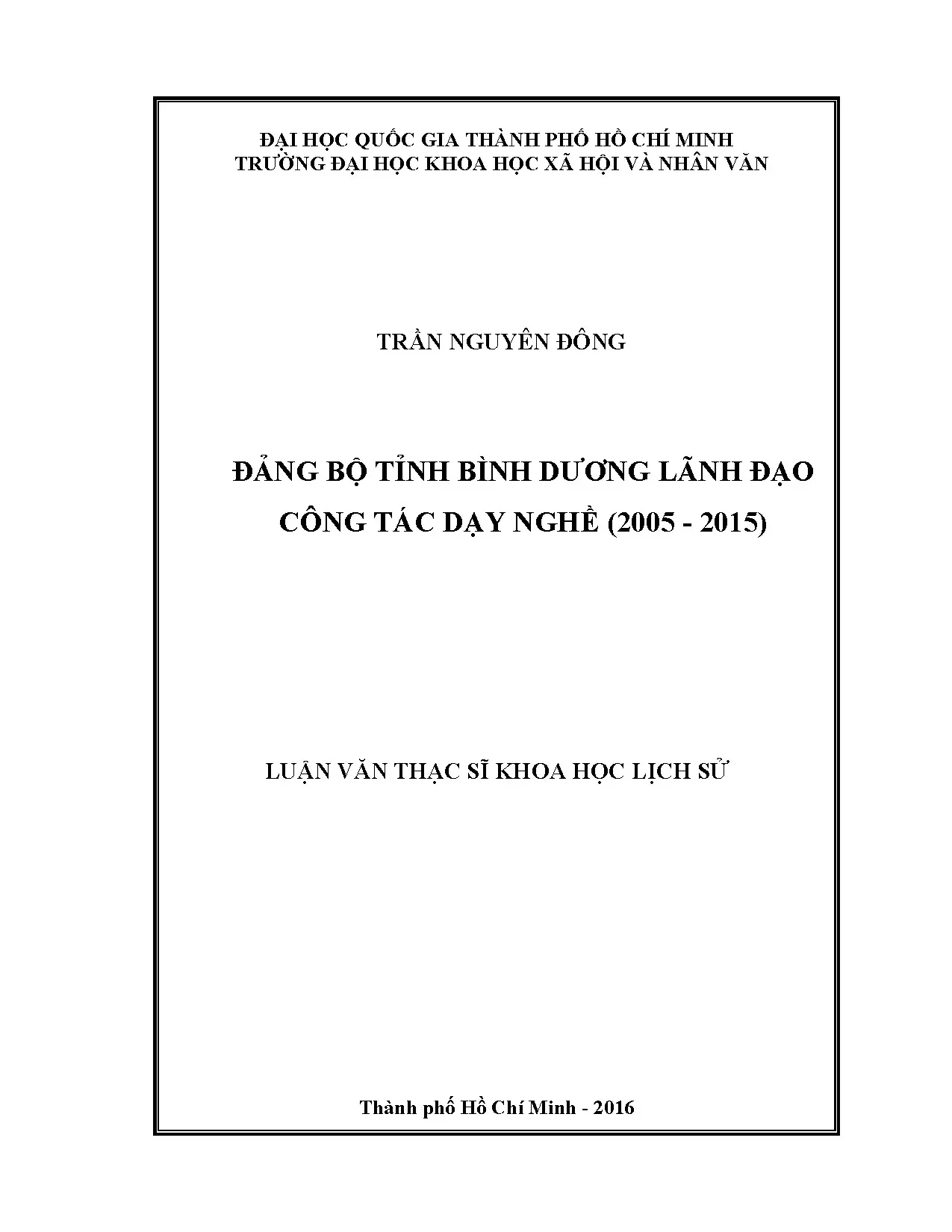 Đảng bộ tỉnh bình dương lãnh đạo công tác dạy nghề 2005 2015