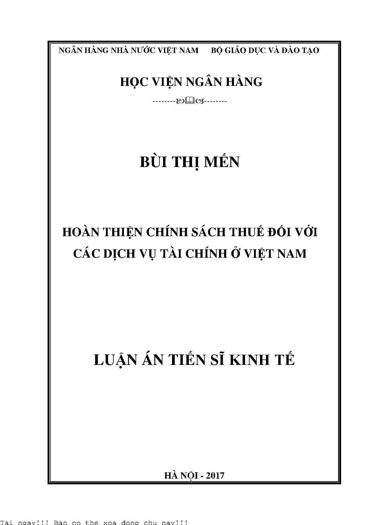 Hoàn thiện chính sách thuế đối với các dịch vụ tài chính ở v