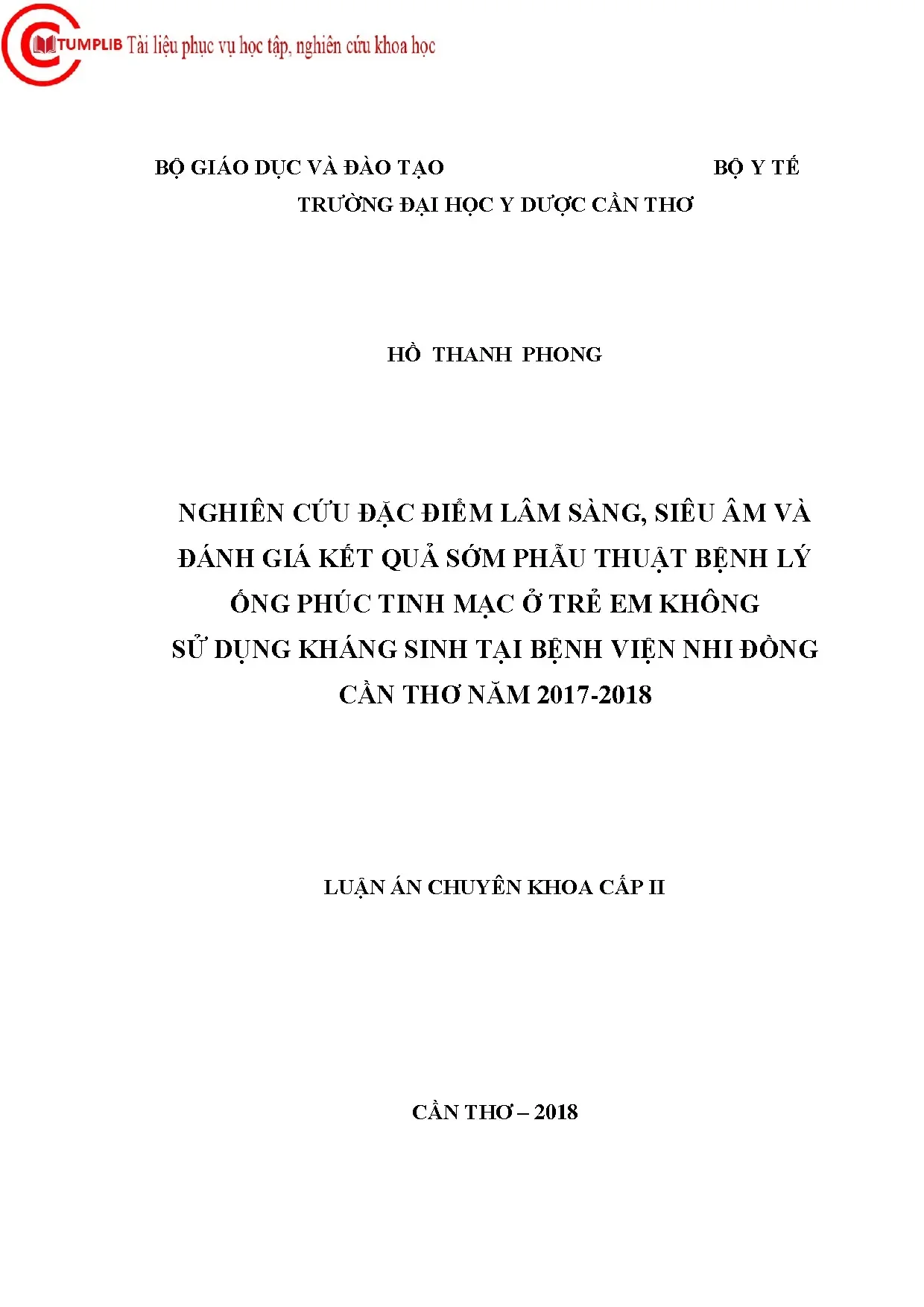 Phẫu thuật bệnh lý ống phúc tinh mạc ở trẻ em