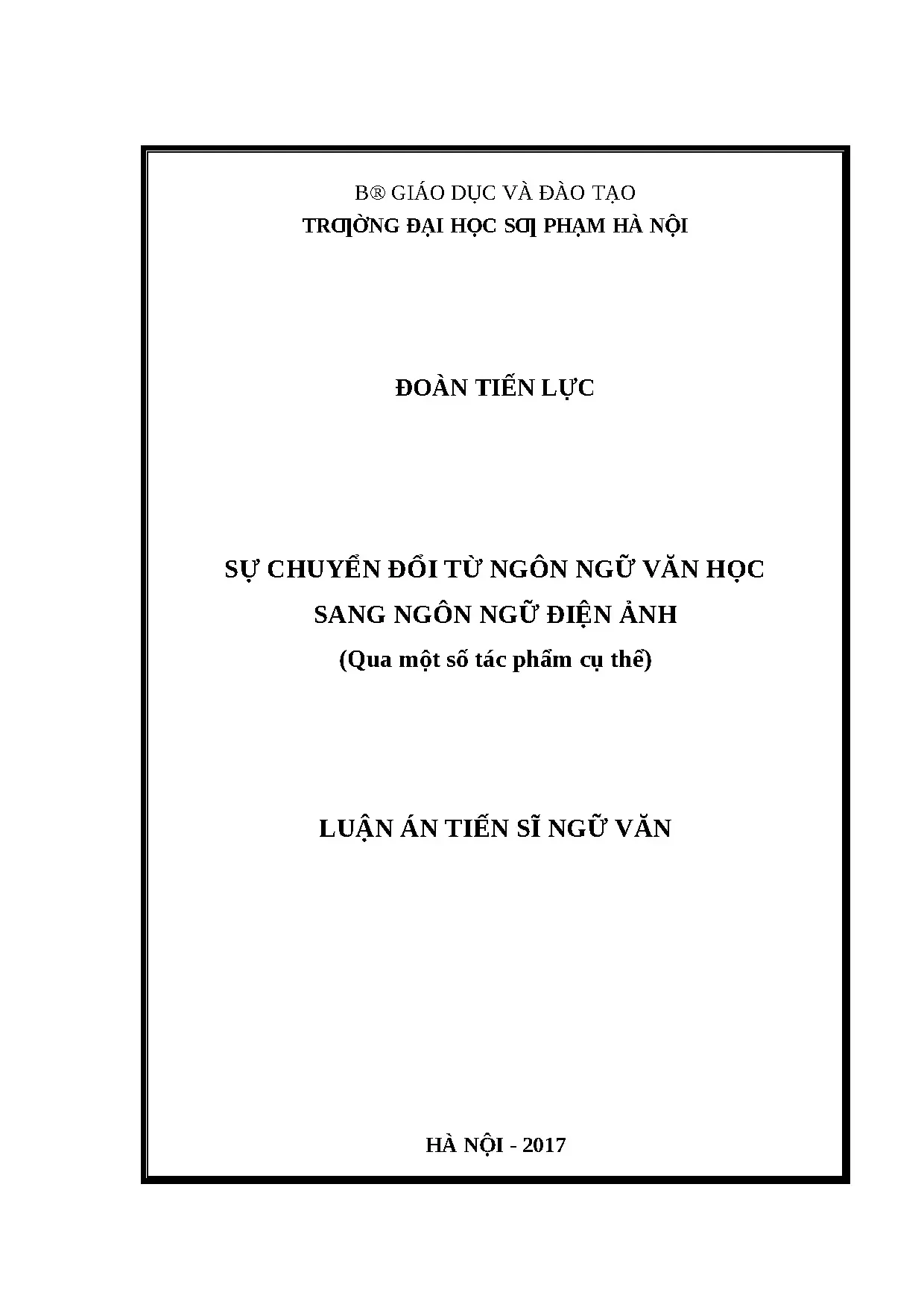 Luận án sự chuyển ðổi từ ngôn ngữ văn học sang ngôn ngữ ðiện