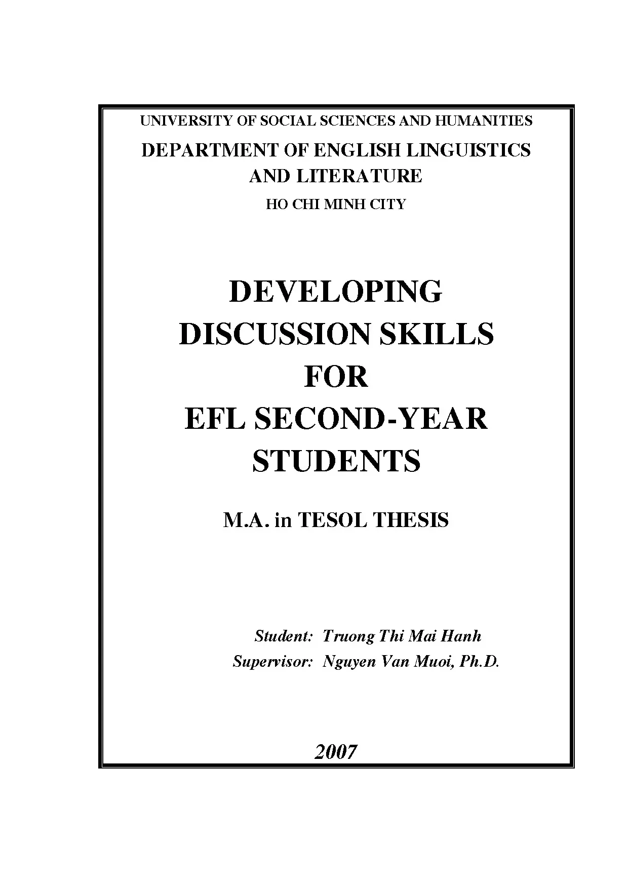 Phát triển kỹ năng thảo luận cho sinh viên EFL năm thứ hai