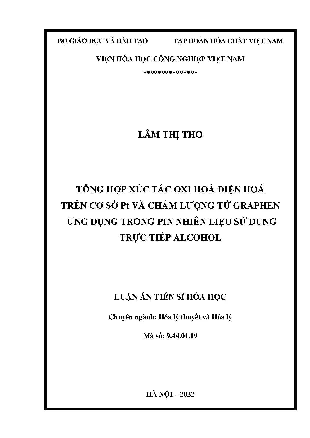 Luận án tiến sĩ tổng hợp xúc tác oxi hóa điện hóa trên cơ sở
