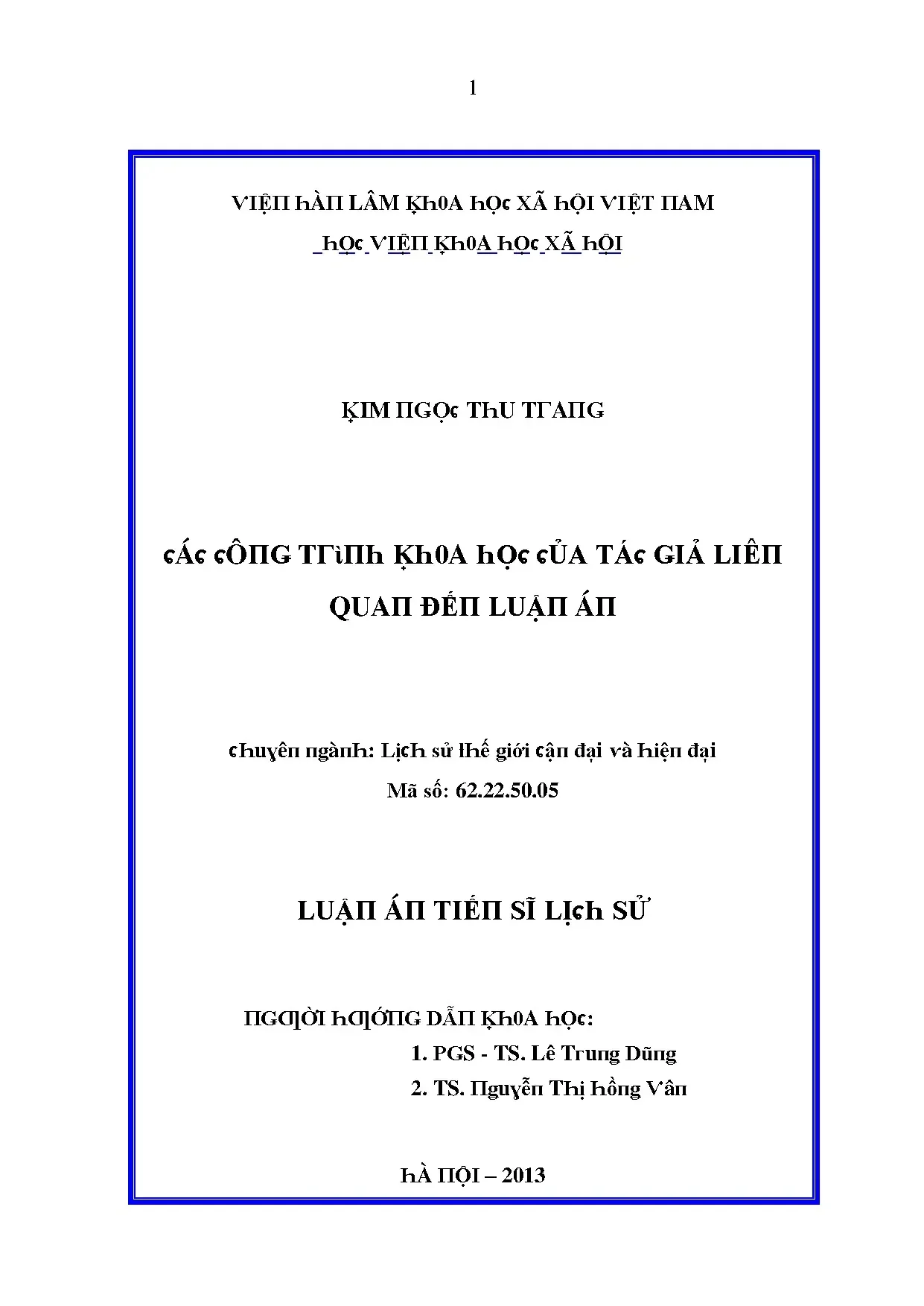 Luận văn các công trình khoa học của tác giả liên quan đến l