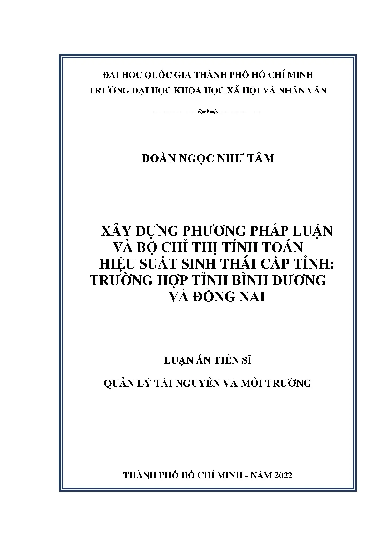 Xây dựng phương pháp luận và bộ chỉ thị tính toán hiệu suất