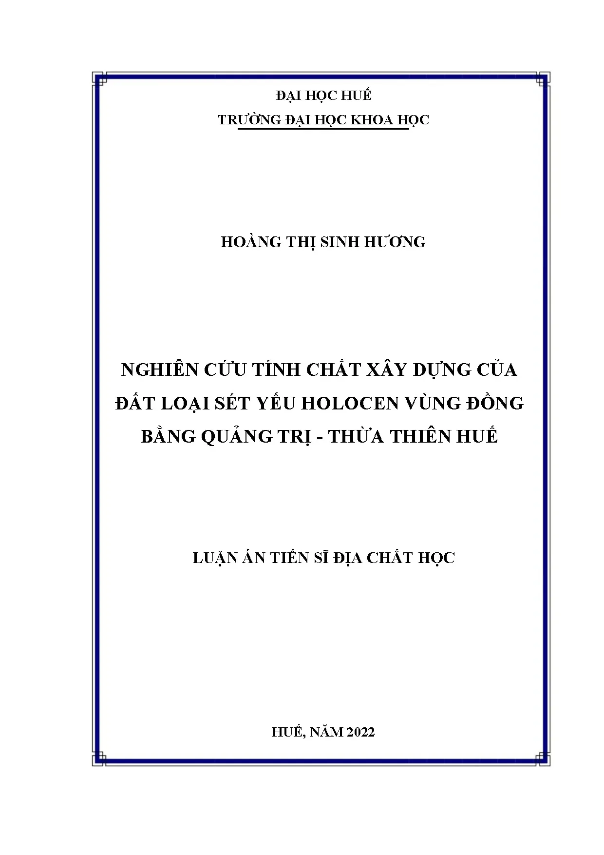 Tính chất xây dựng đất sét yếu Holocen Quảng Trị - Thừa Thiên Huế