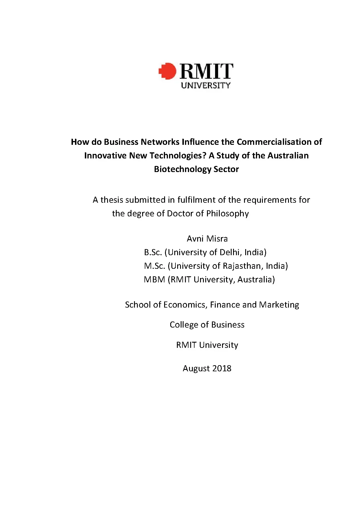 Doctoral thesis of philosophy how do business networks influ