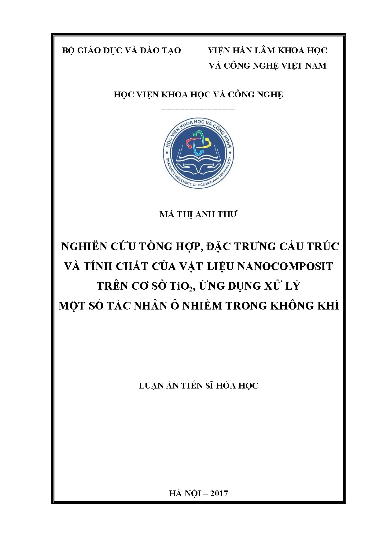 Vật liệu Nanocomposit TiO2 xử lý ô nhiễm không khí