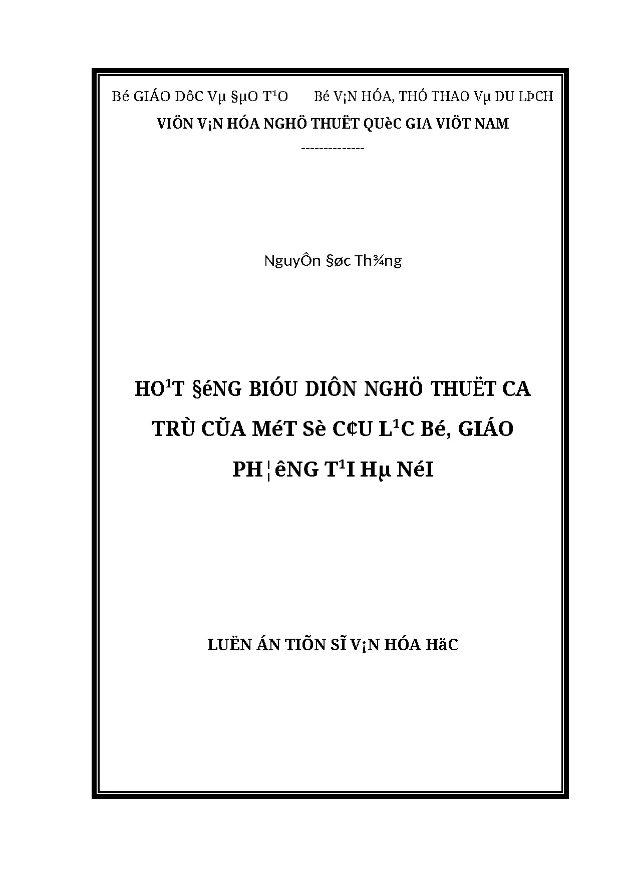 Luận án: Phát triển bền vững di sản Ca trù tại Hà Nội
