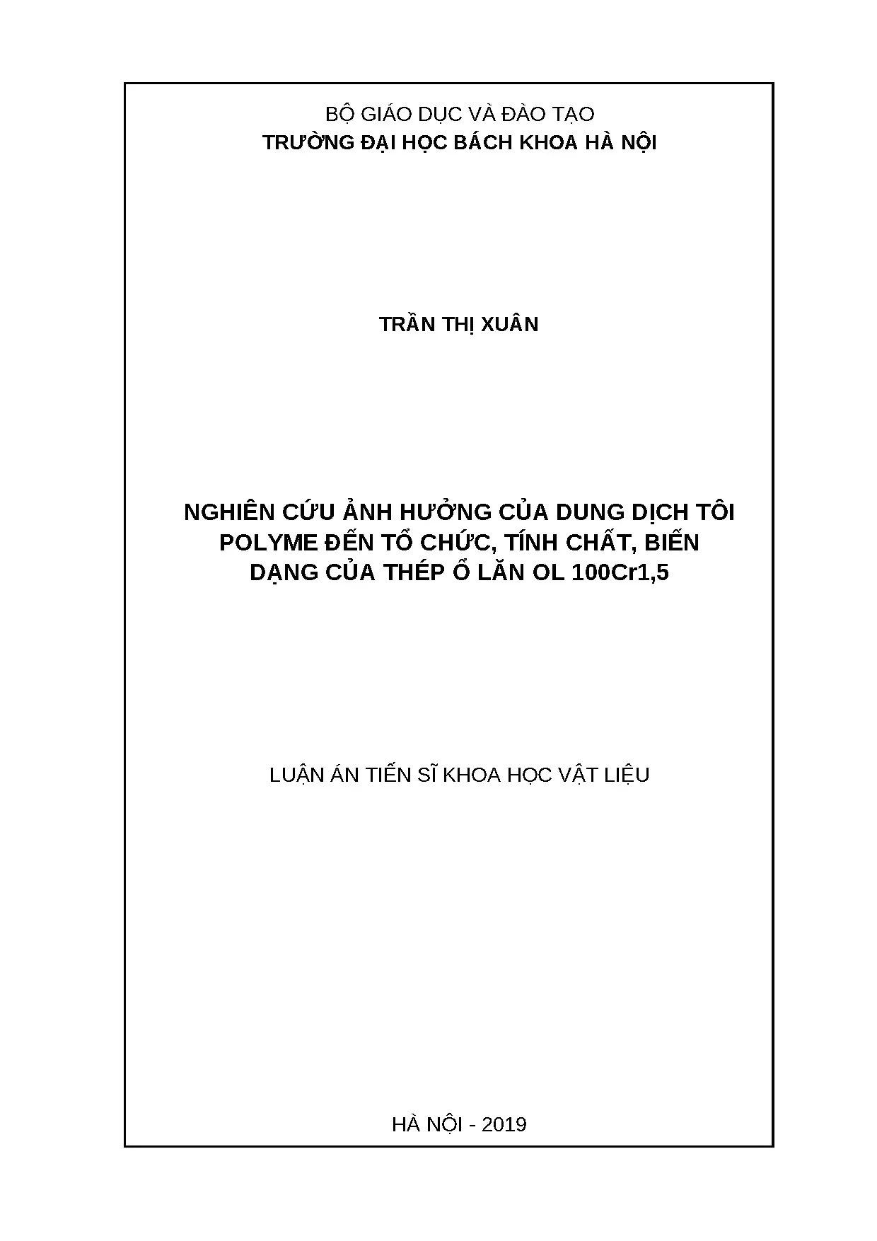 Nghiên cứu dung dịch tôi polyme cho thép ổ lăn OL 100Cr1,5