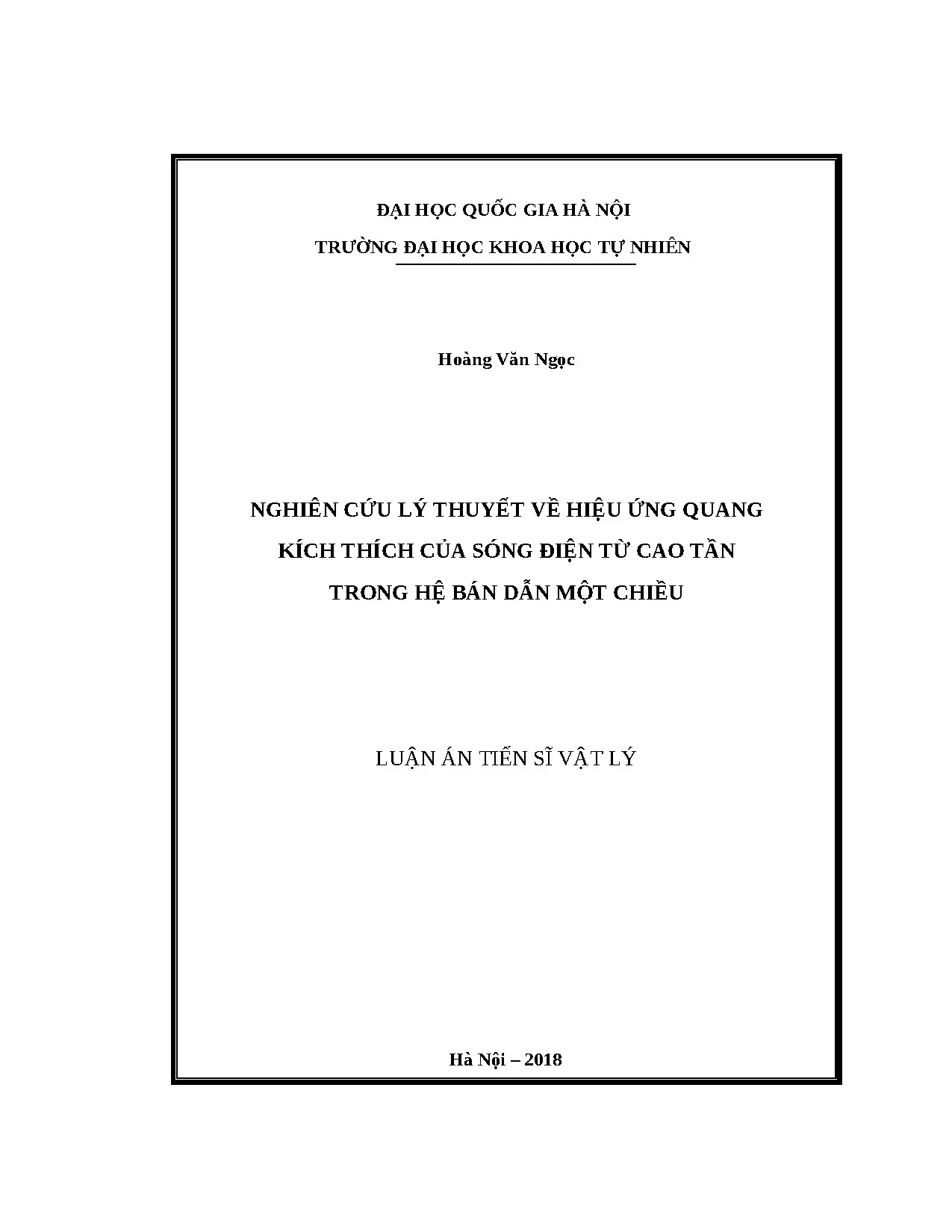 Nghiên cứu lý thuyết về hiệu ứng quang kích thích của sóng đ
