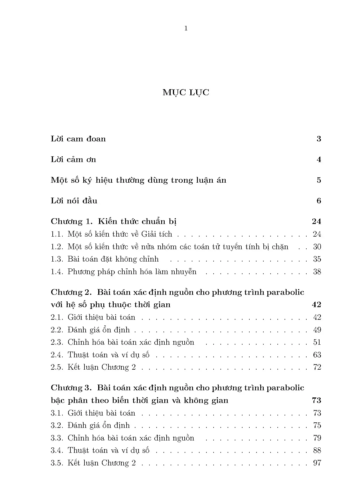 Luận án tiến sĩ toán giải tích về một số bài toán xác định n