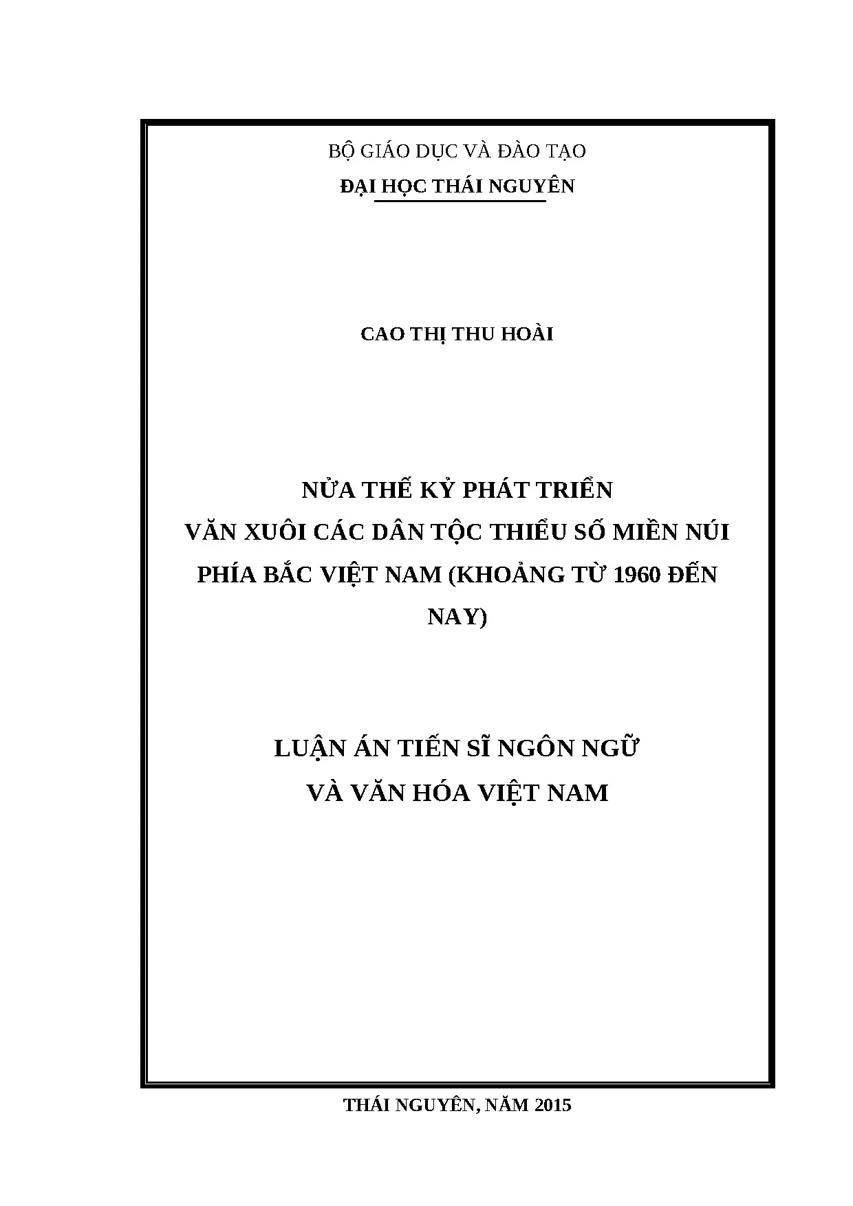 Luận án nửa thế kỷ phát triển văn xuôi các dân tộc thiểu số