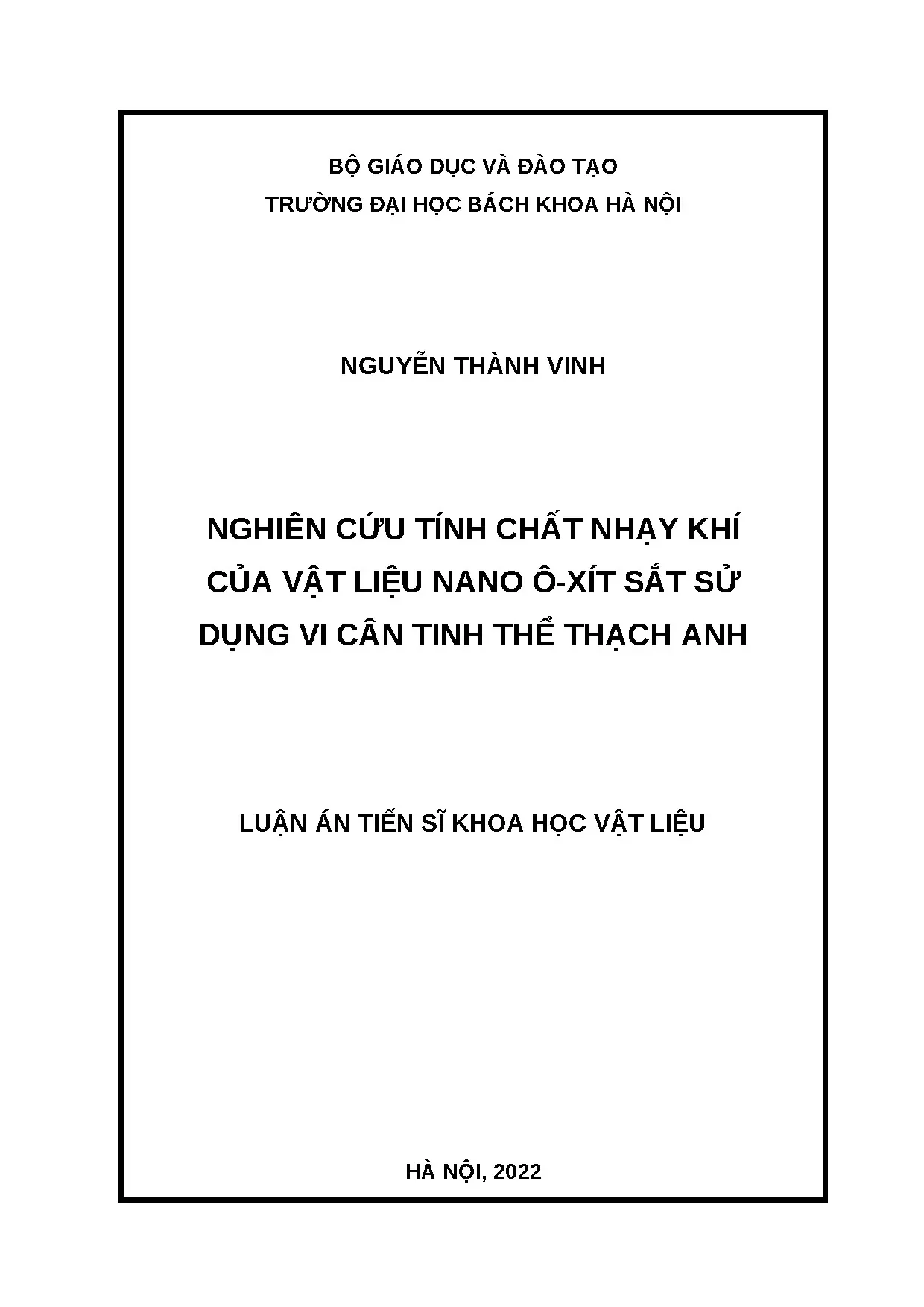 Nghiên cứu tính chất nhạy khí vật liệu nano ô-xít sắt