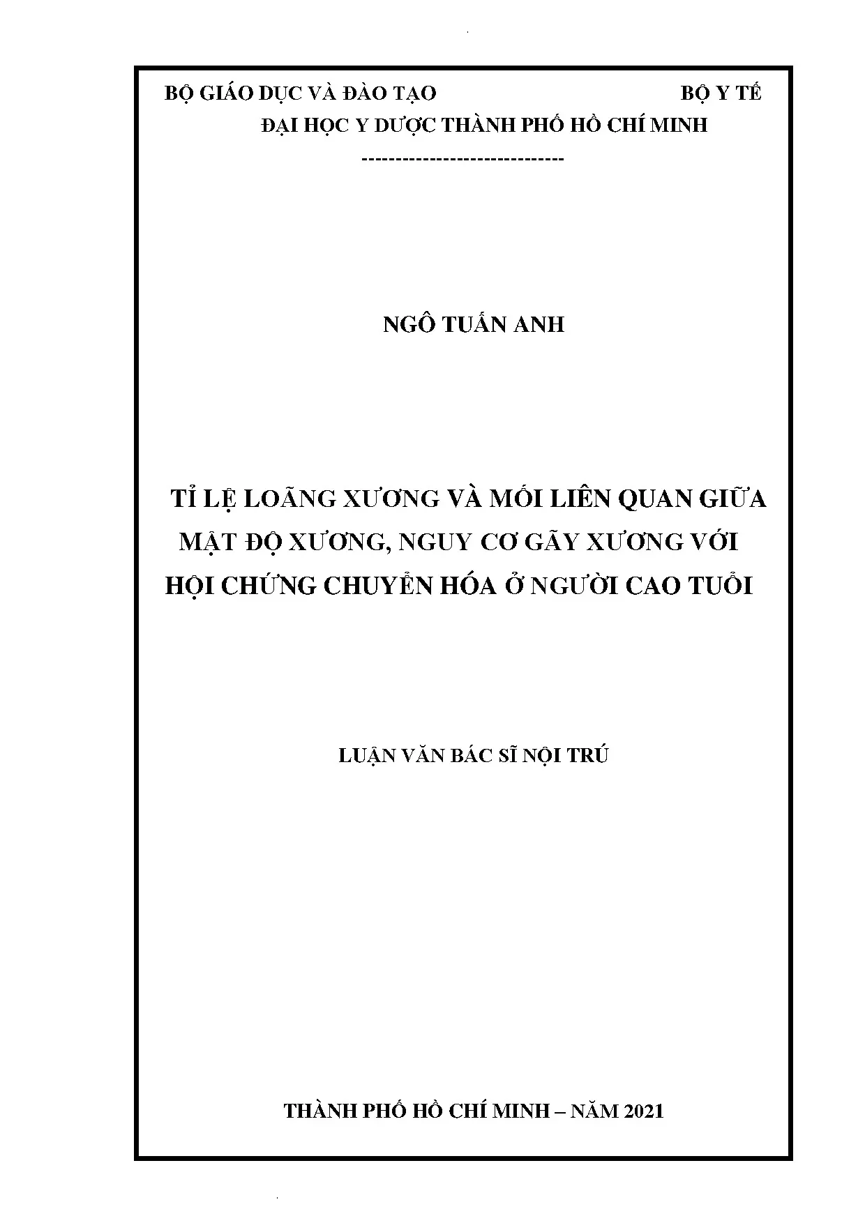 Tỉ lệ loãng xương và nguy cơ gãy xương ở người cao tuổi