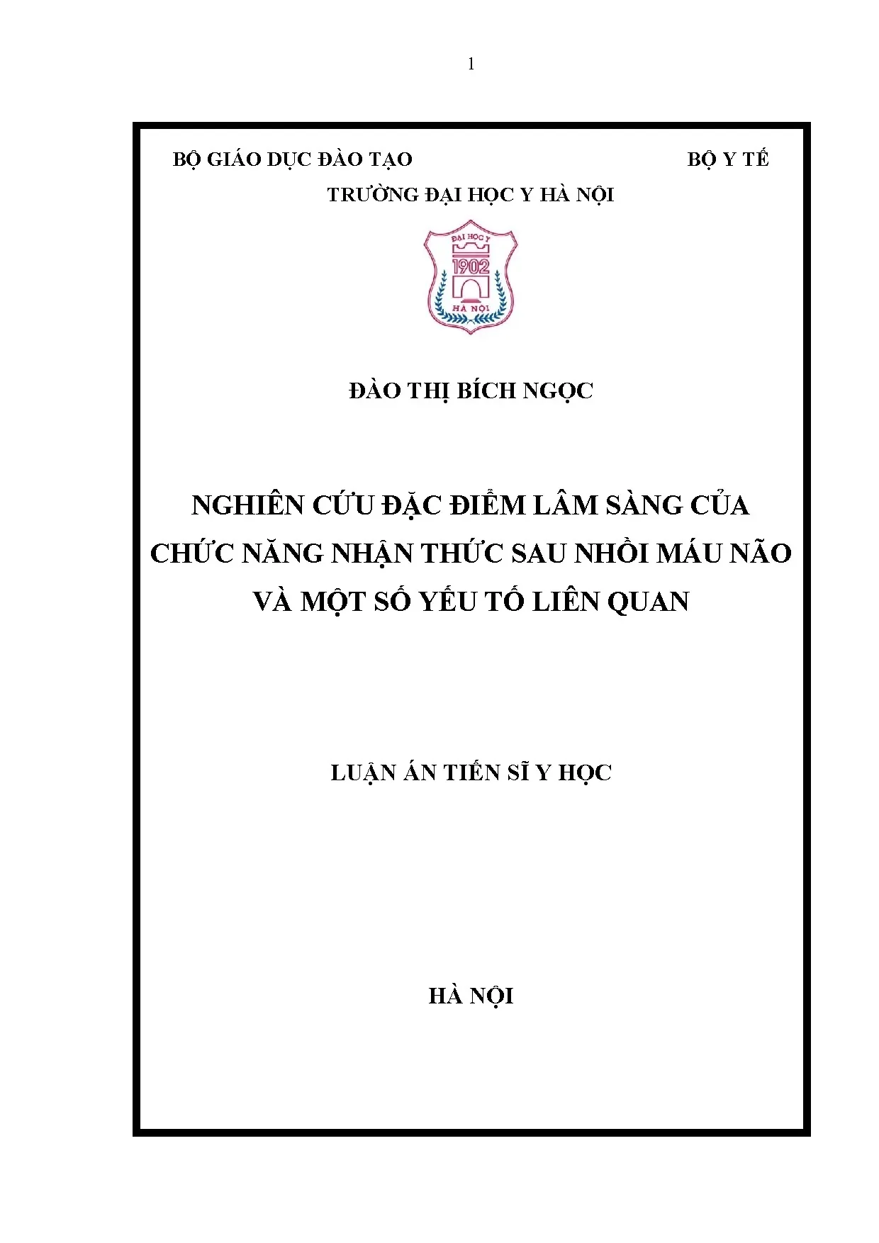 Nghiên cứu đặc điểm nhận thức sau nhồi máu não và yếu tố liên quan