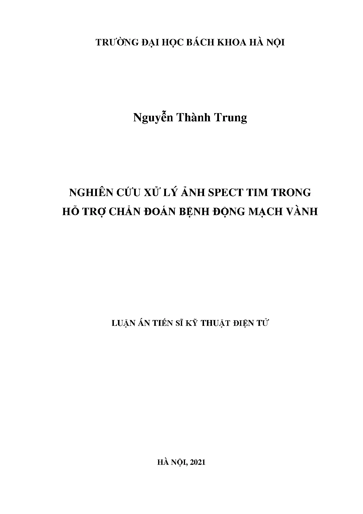Nghiên cứu xử lý ảnh SPECT tim trong hỗ trợ chẩn đoán bệnh động mạch vành