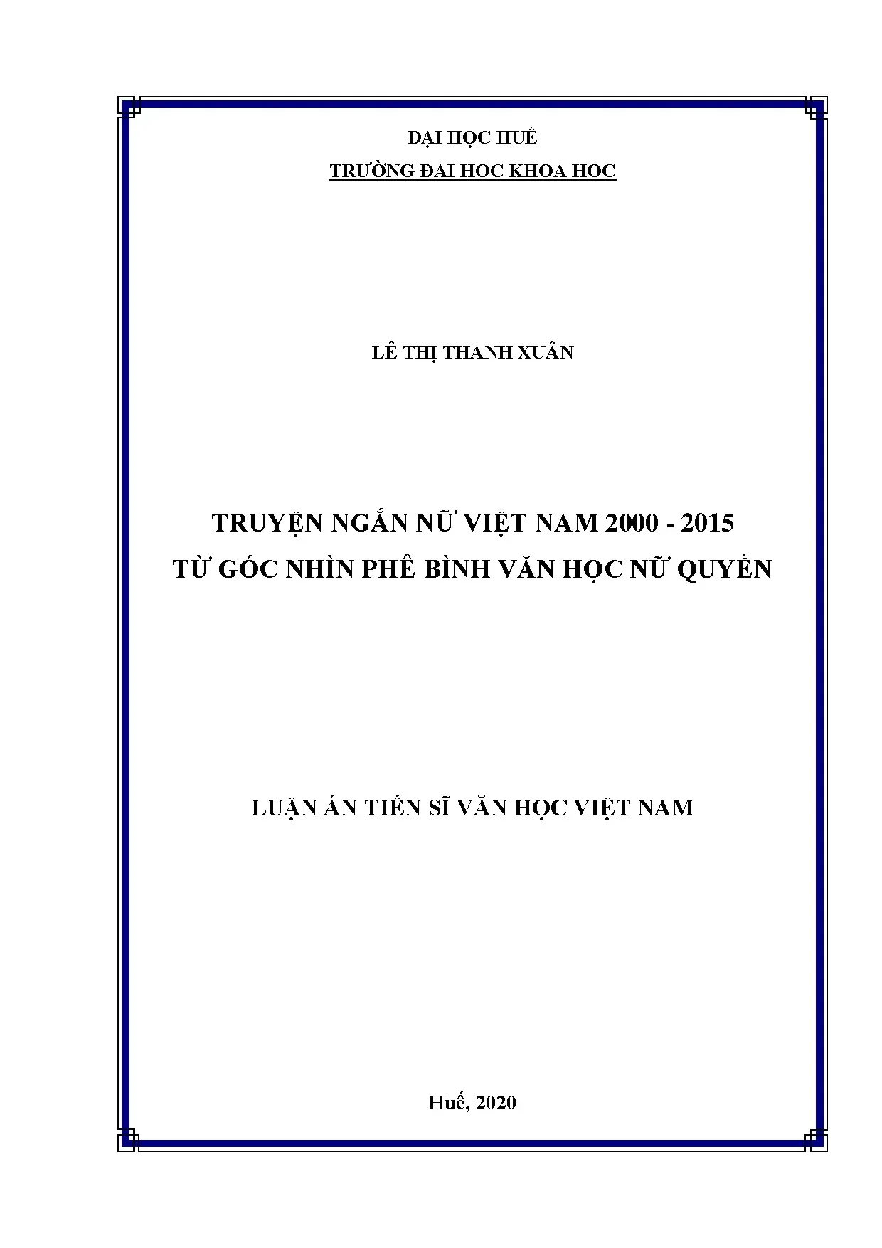 Truyện ngắn nữ Việt Nam 2000-2015: Góc nhìn nữ quyền