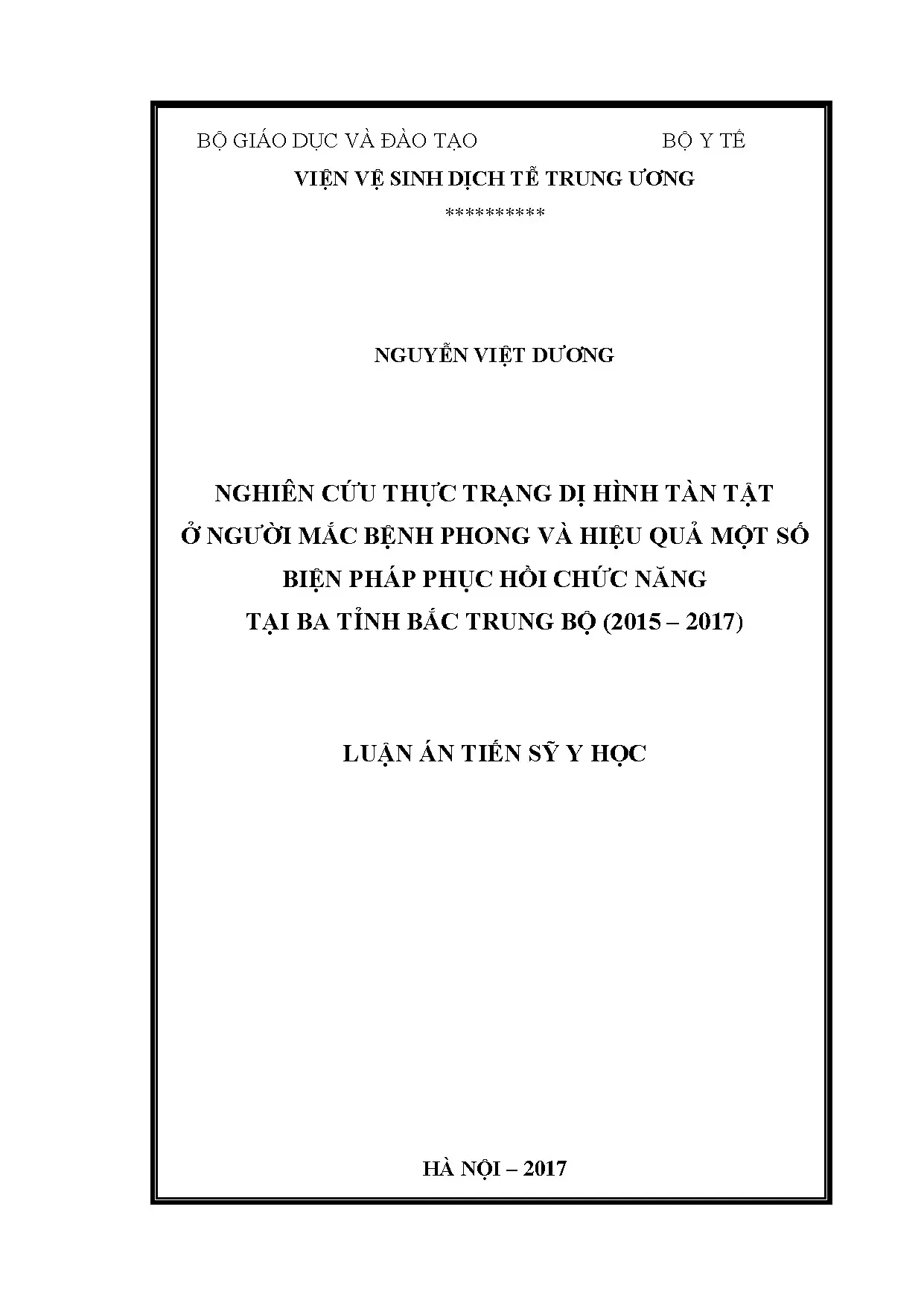 Nghiên cứu thực trạng dị hình tàn tật ở bệnh nhân phong và hiệu quả phục hồi chức năng