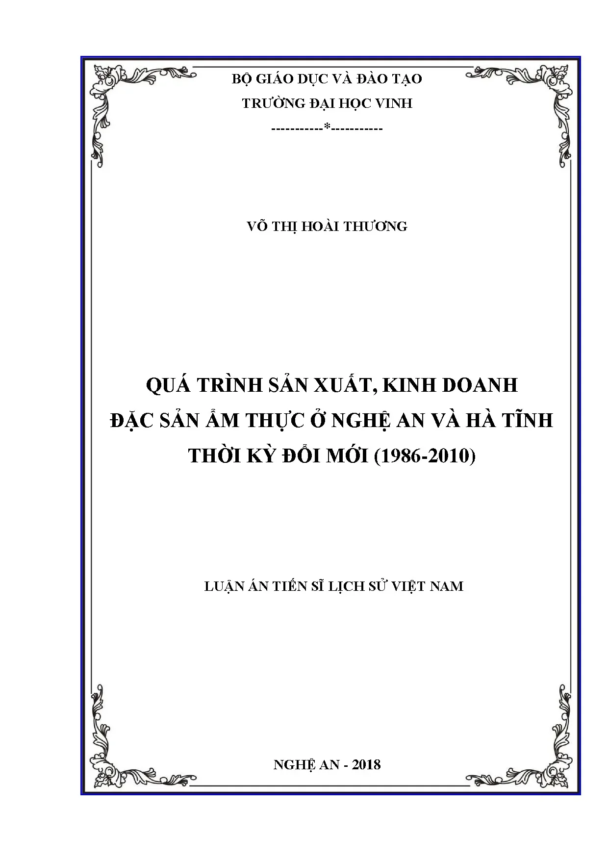 Luận án tiến sĩ lịch sử quá trình sản xuất kinh doanh đặc sả