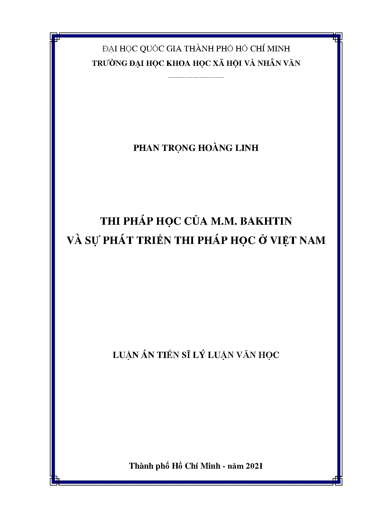 Thi pháp học Bakhtin và phát triển lý luận văn học Việt Nam