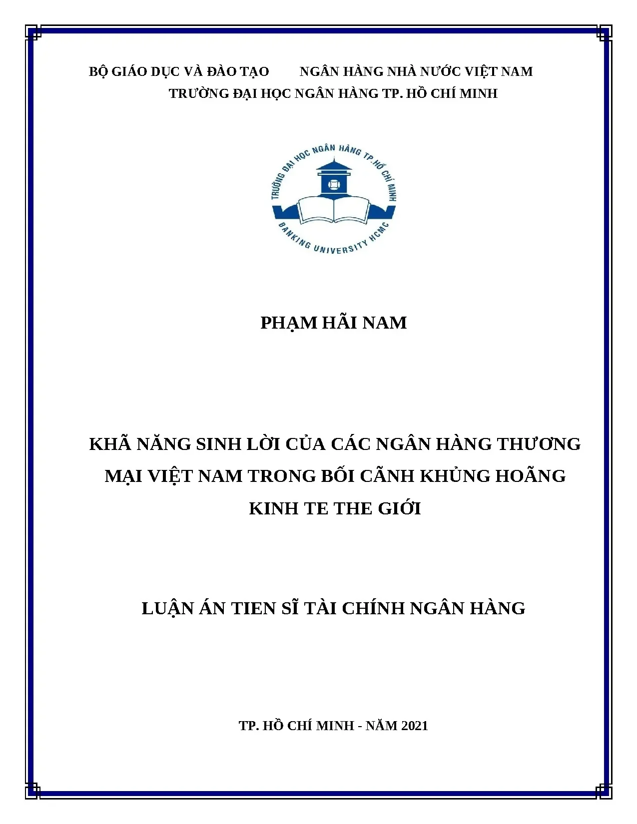Khả năng sinh lời của ngân hàng thương mại Việt Nam