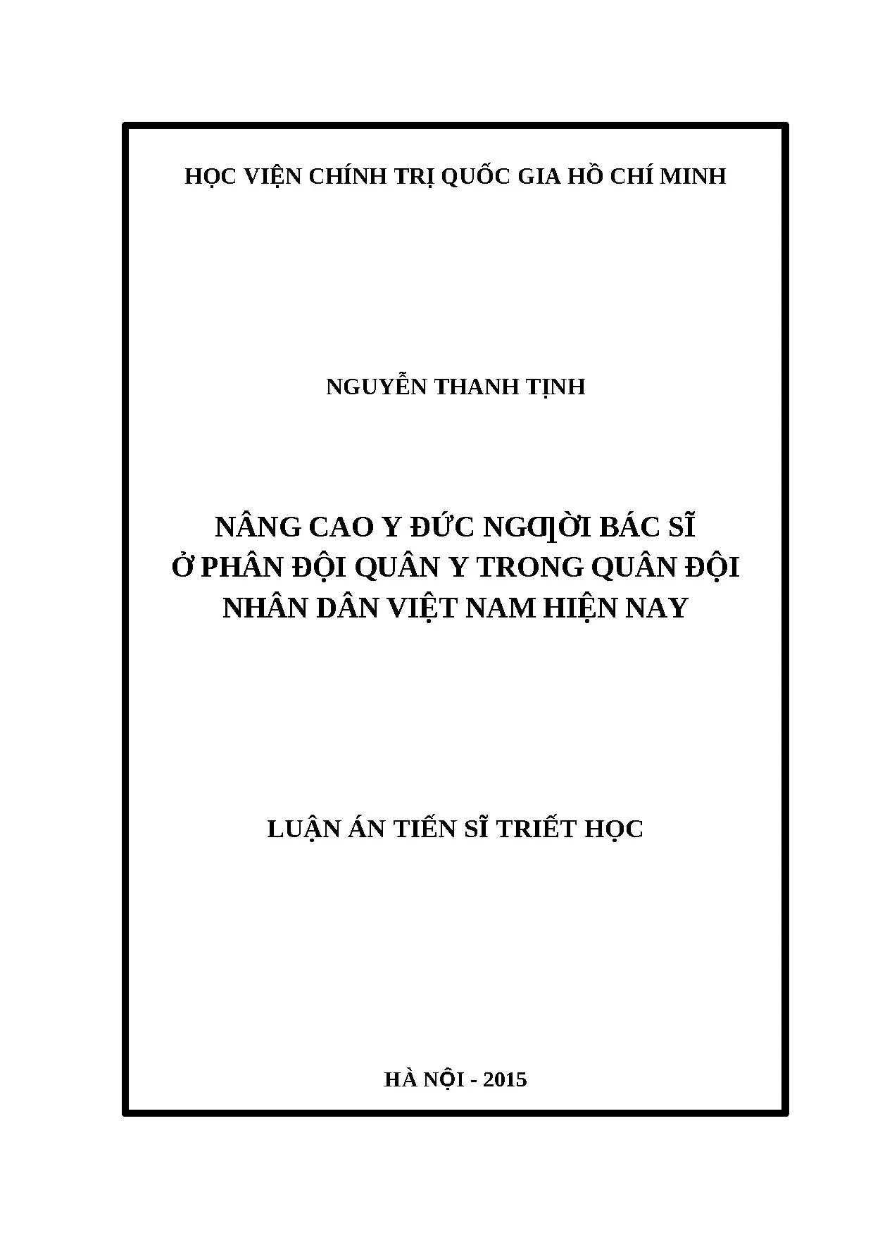 Luận án nâng cao y đức ngƣời bác sĩ