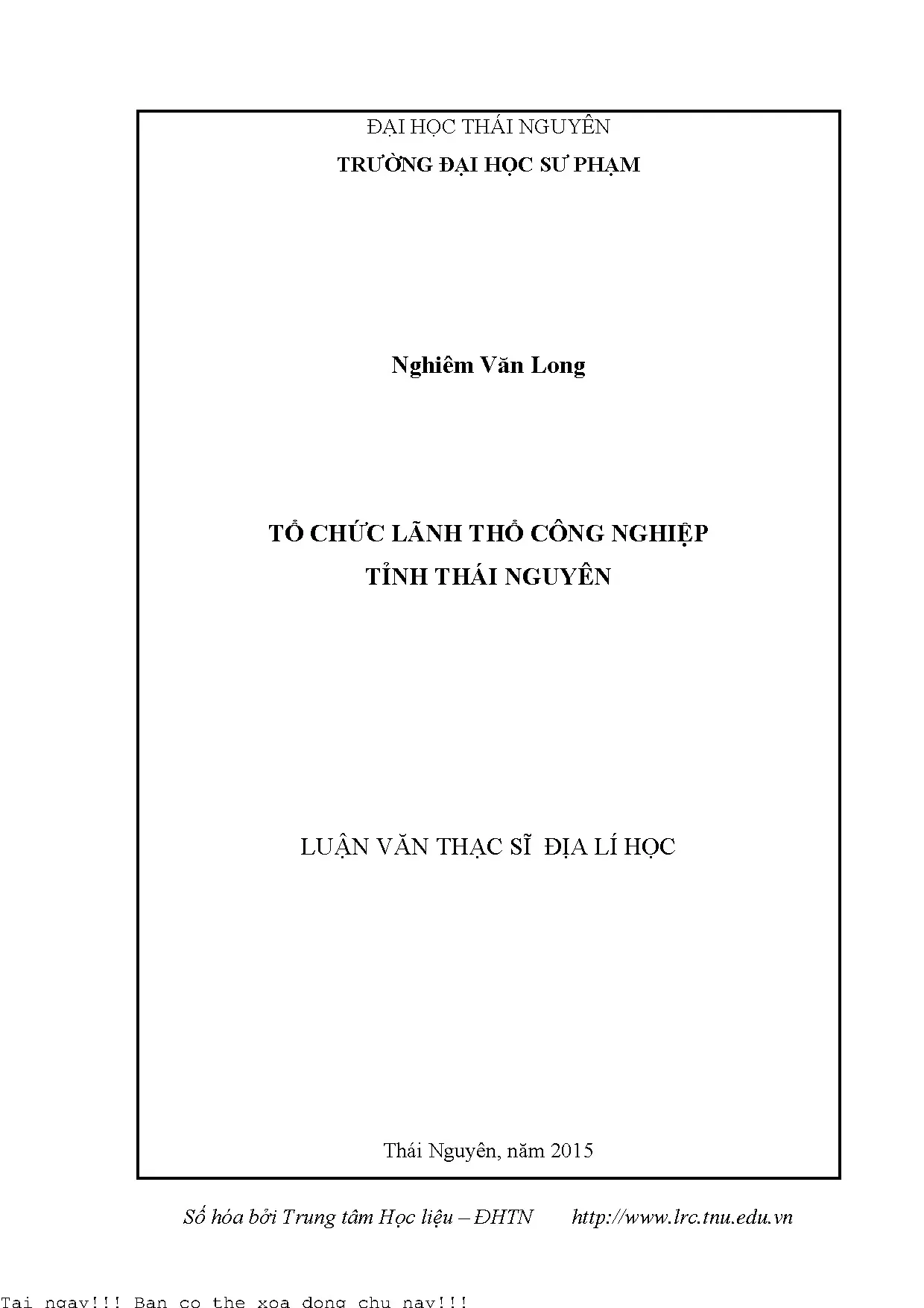 Tổ chức lãnh thổ công nghiệp tỉnh thái nguyên