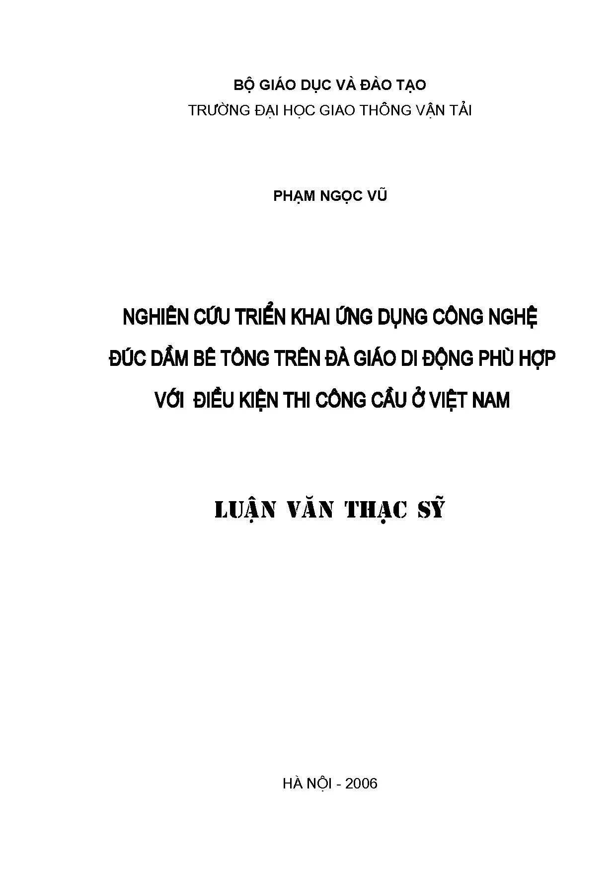 Nghiên cứu triển khai công nghệ ứng dụng đúc dầm bê tông trê