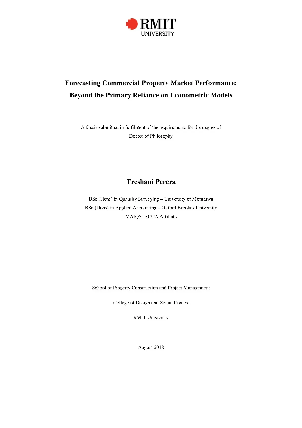Doctoral thesis of philosophy forecasting commercial propert