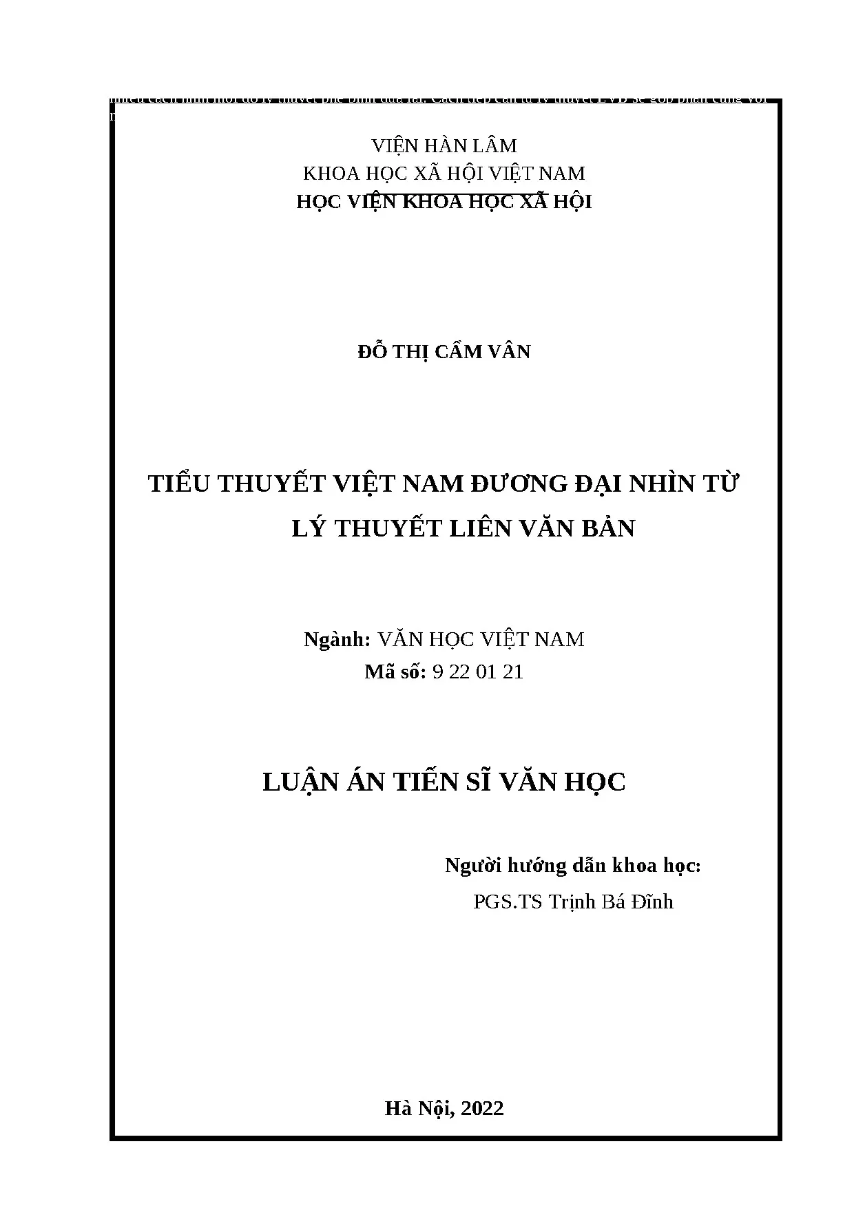 Tiểu thuyết Việt Nam đương đại & Lý thuyết Liên văn bản