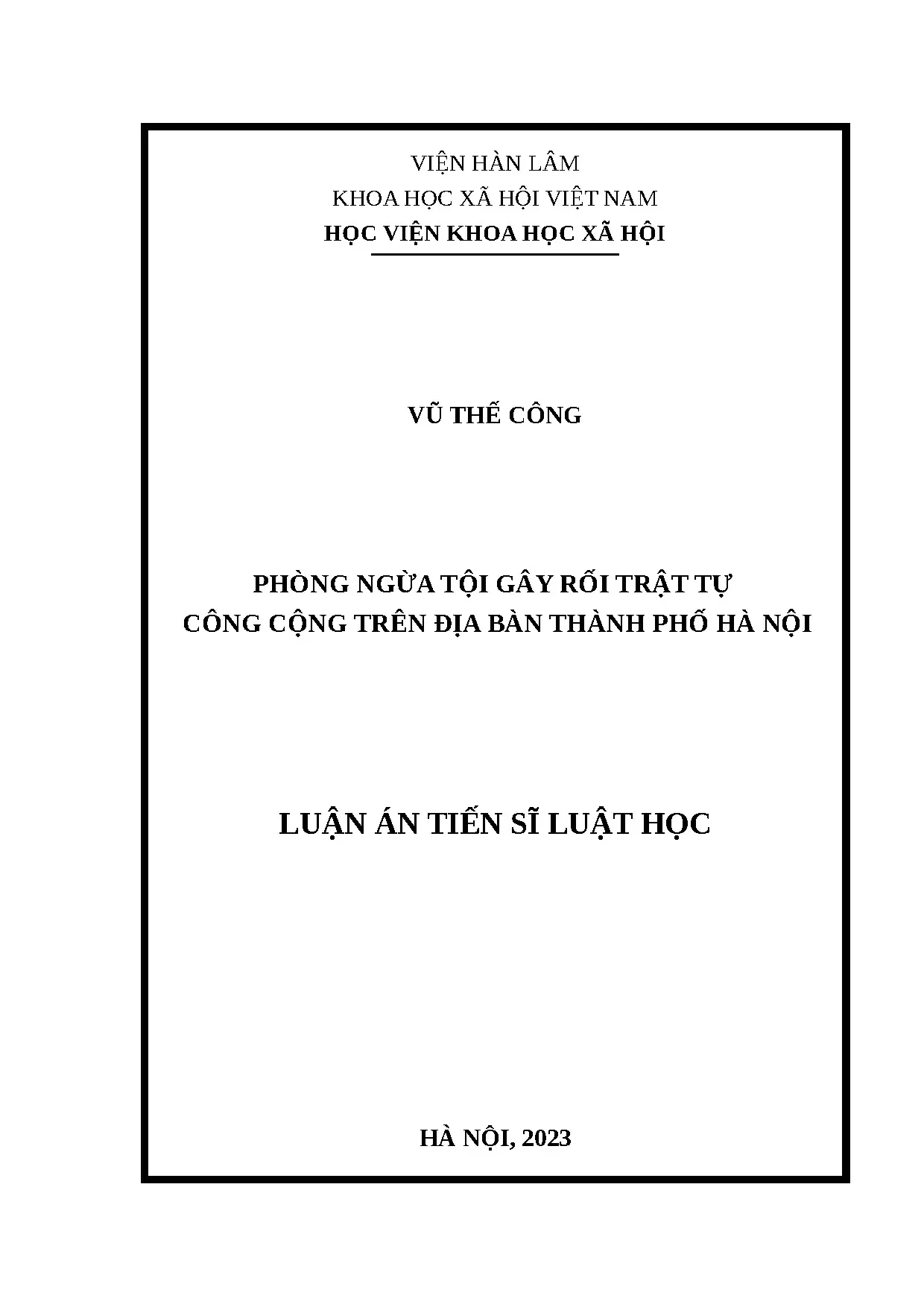 Phòng ngừa tội gây rối trật tự công cộng trên địa bàn thành phố Hà Nội