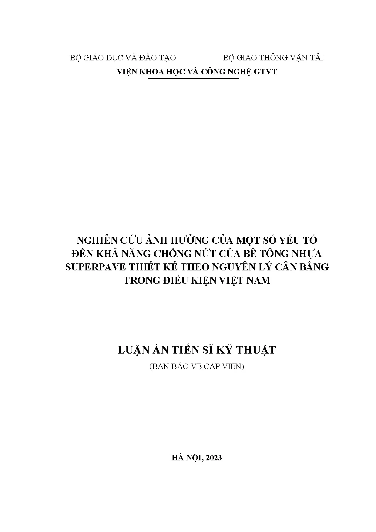 Nghiên cứu ảnh hưởng của một số yếu tố đến khả năng chống nứ