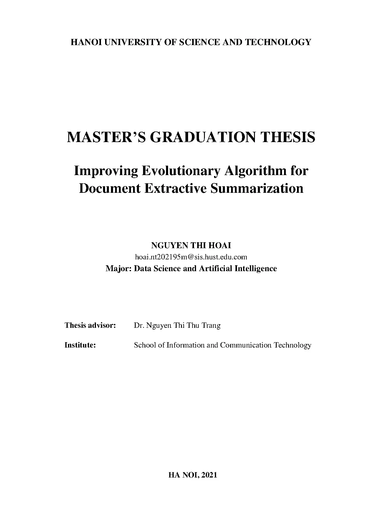 Improving evolutionary algorithm for document extractive sum