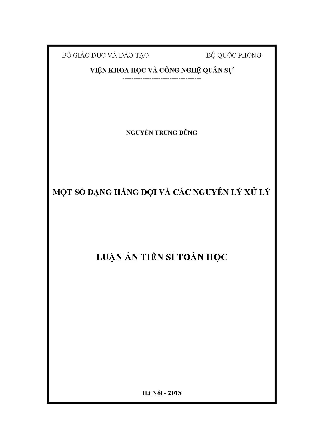 Luận án: Hàng đợi & Nguyên lý xử lý