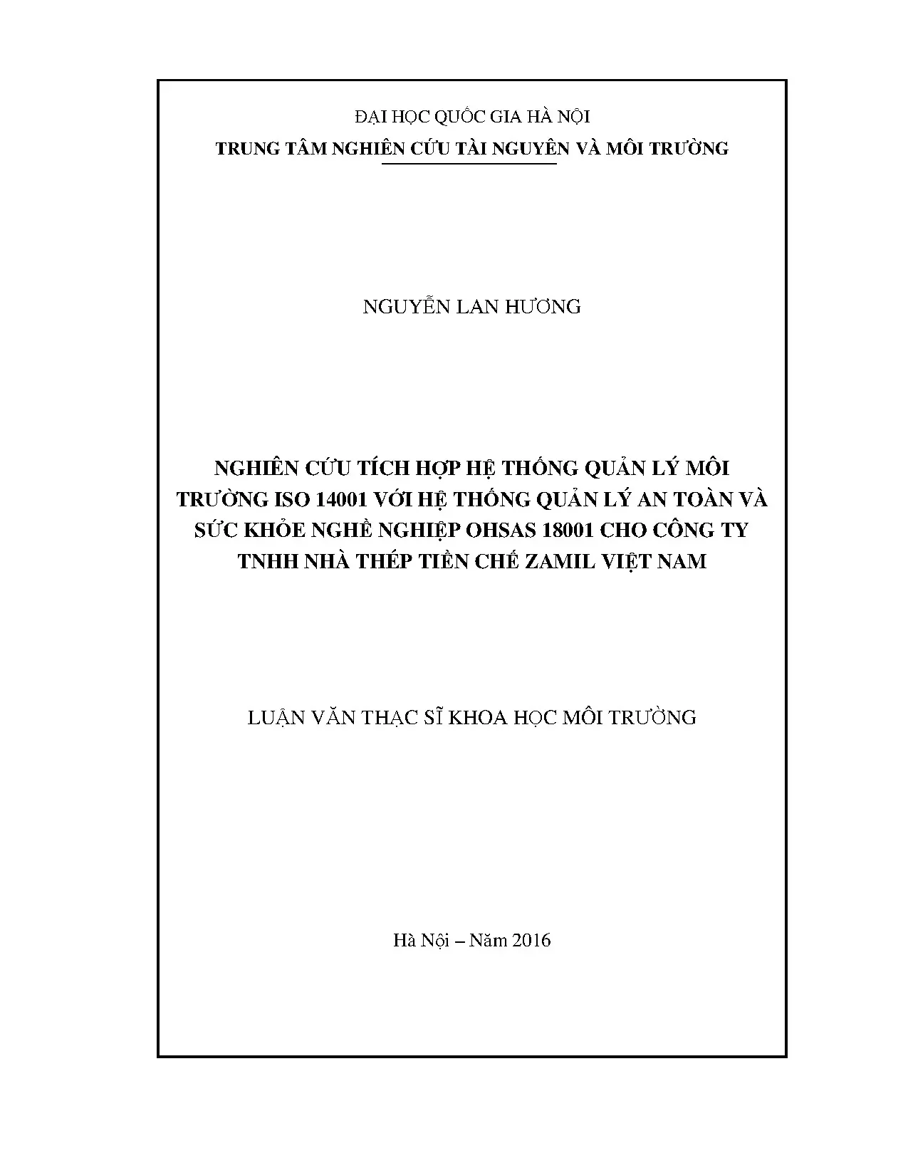 Tích hợp ISO 14001 & OHSAS 18001 cho doanh nghiệp Zamil Việt Nam