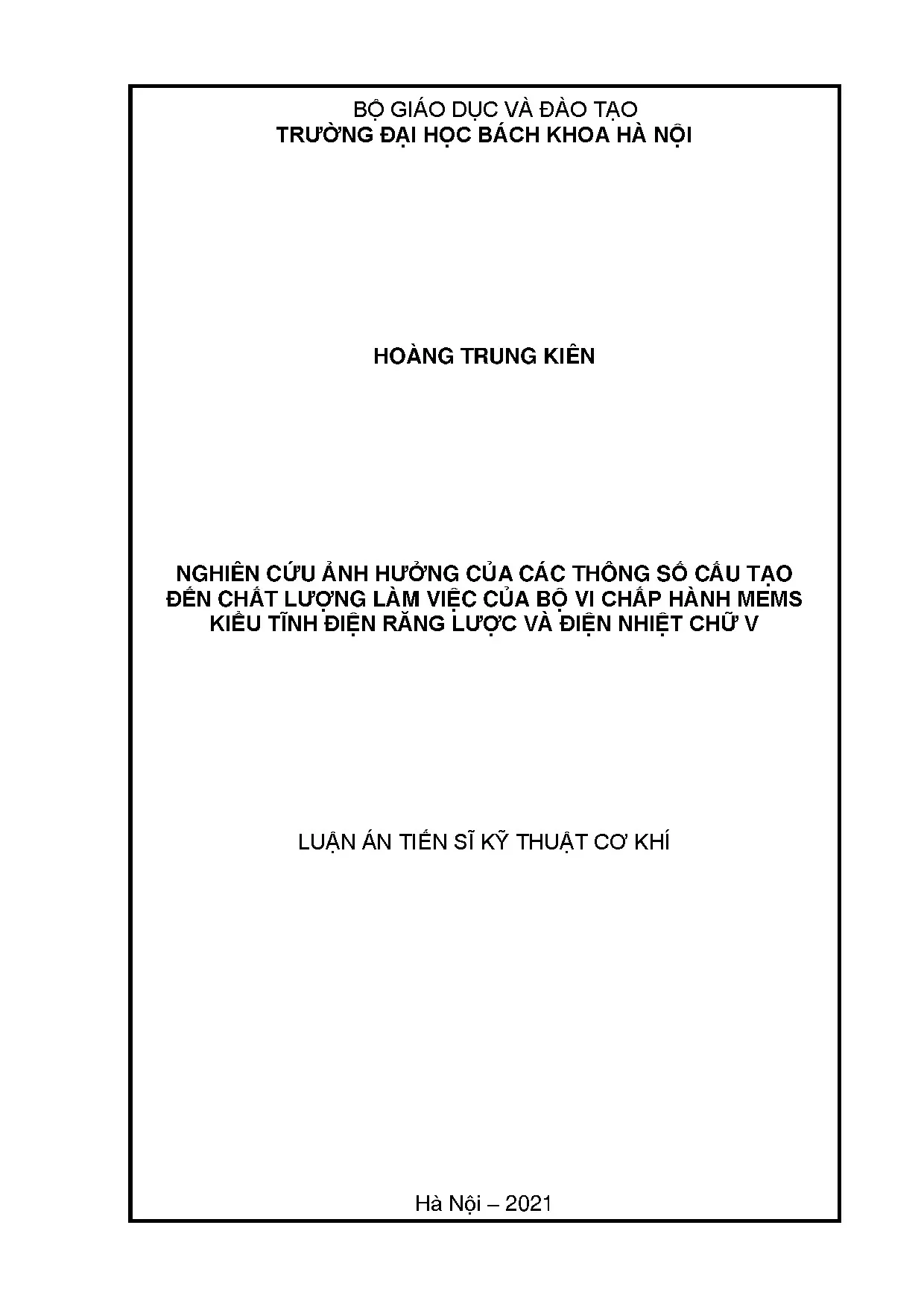 Luận án tiến sĩ nghiên cứu ảnh hưởng của các thông số cấu tạ