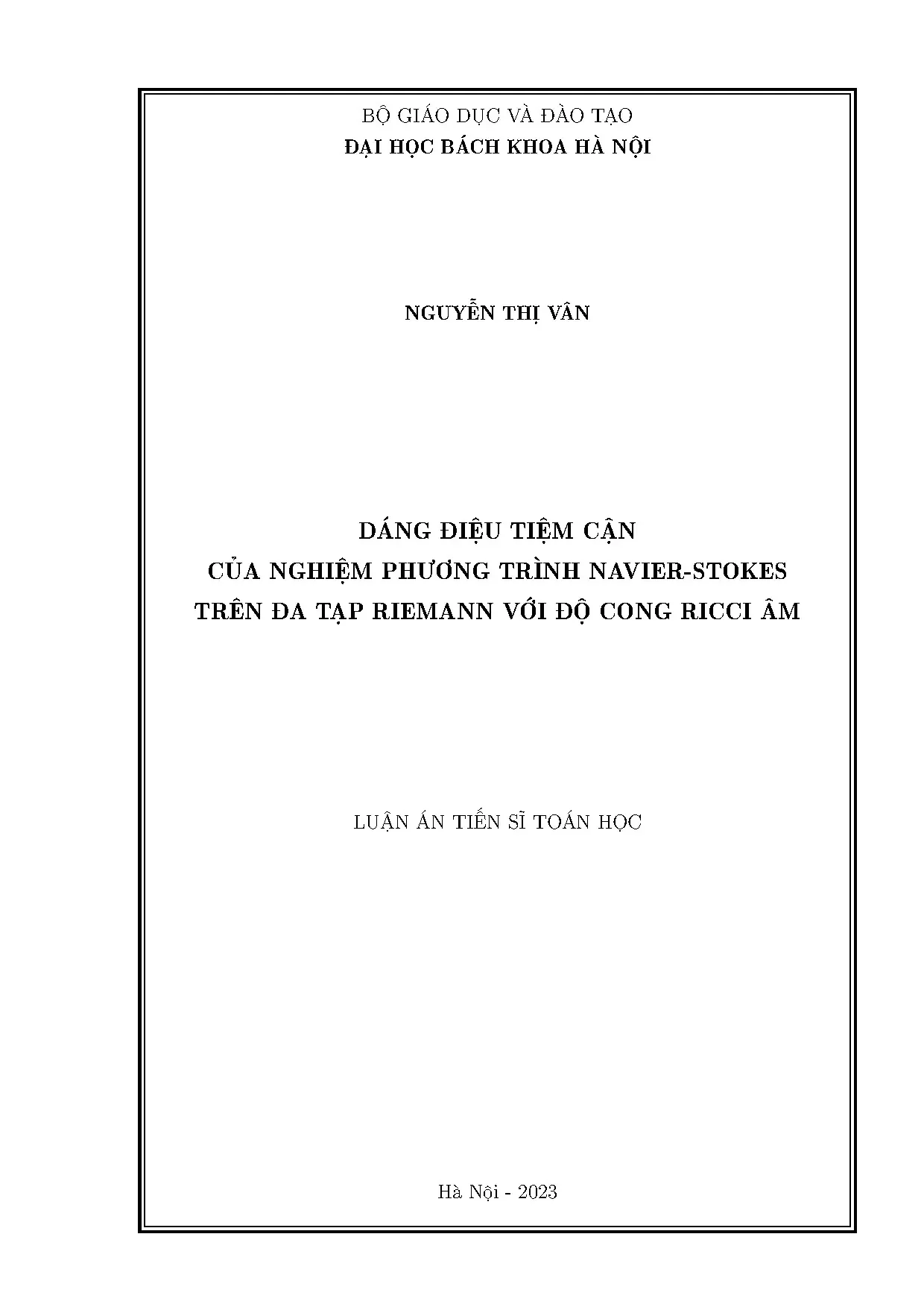 Asymptotic Navier-Stokes Solutions on Riemann Manifolds with Negative Ricci Curvature