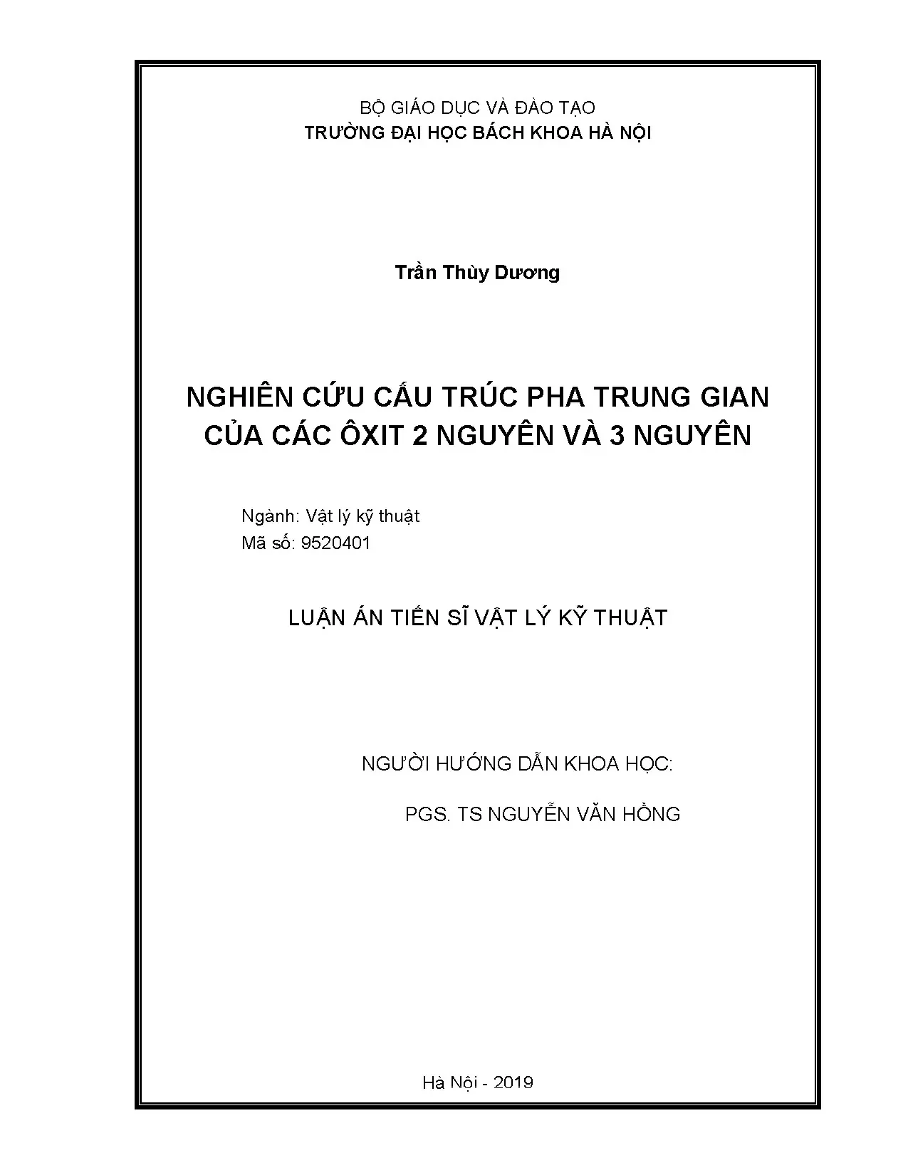 Nghiên cứu cấu trúc pha trung gian của các ôxit 2 nguyên và