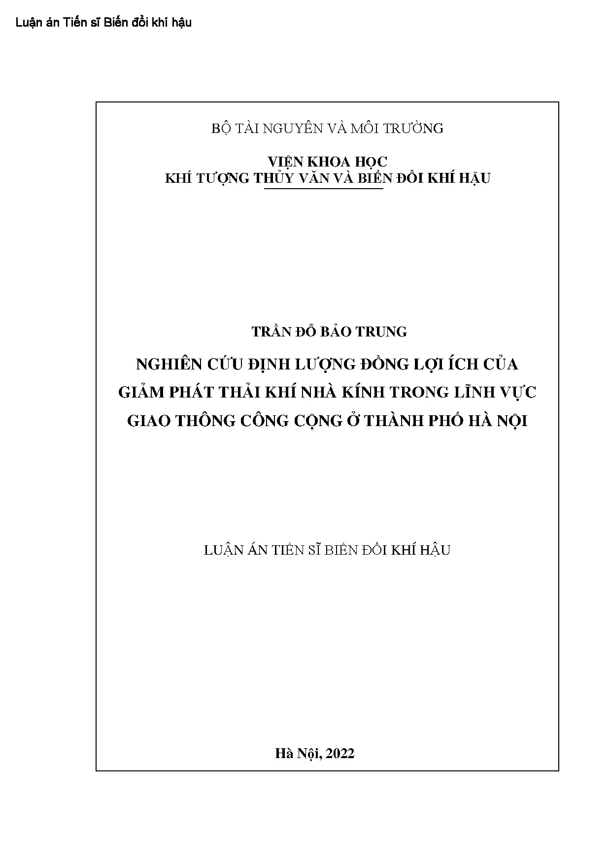 Đồng lợi ích giảm phát thải KNK giao thông công cộng Hà Nội