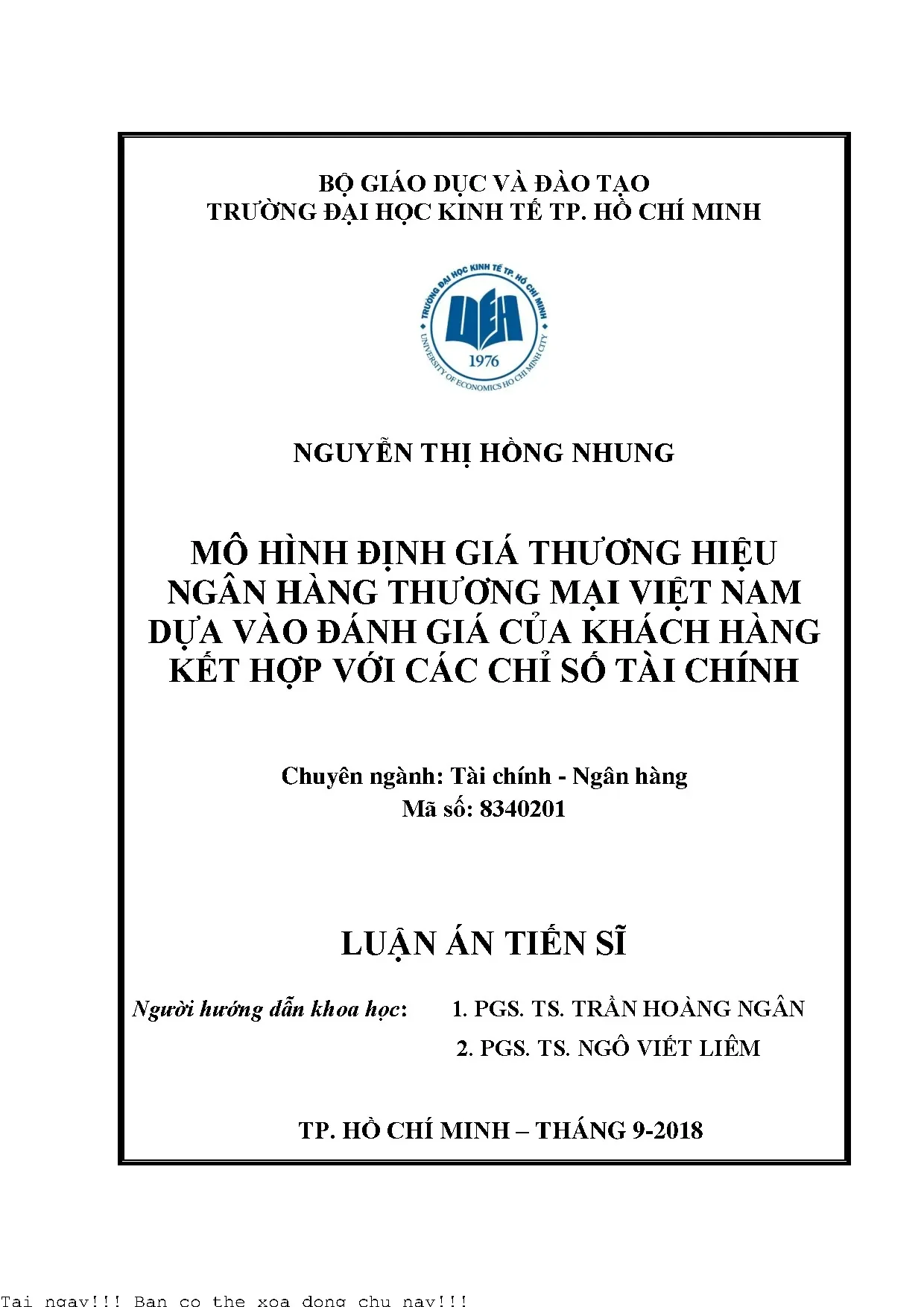 Mô hình định giá thương hiệu ngân hàng thương ma