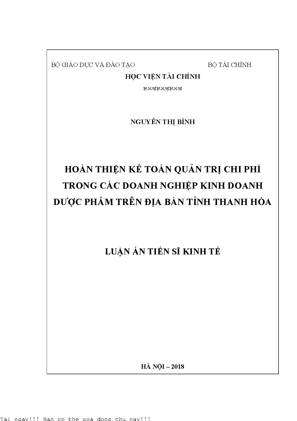 Hoàn thiện kế toán quản trị chi phí trong doanh nghiệp dược phẩm Thanh Hóa