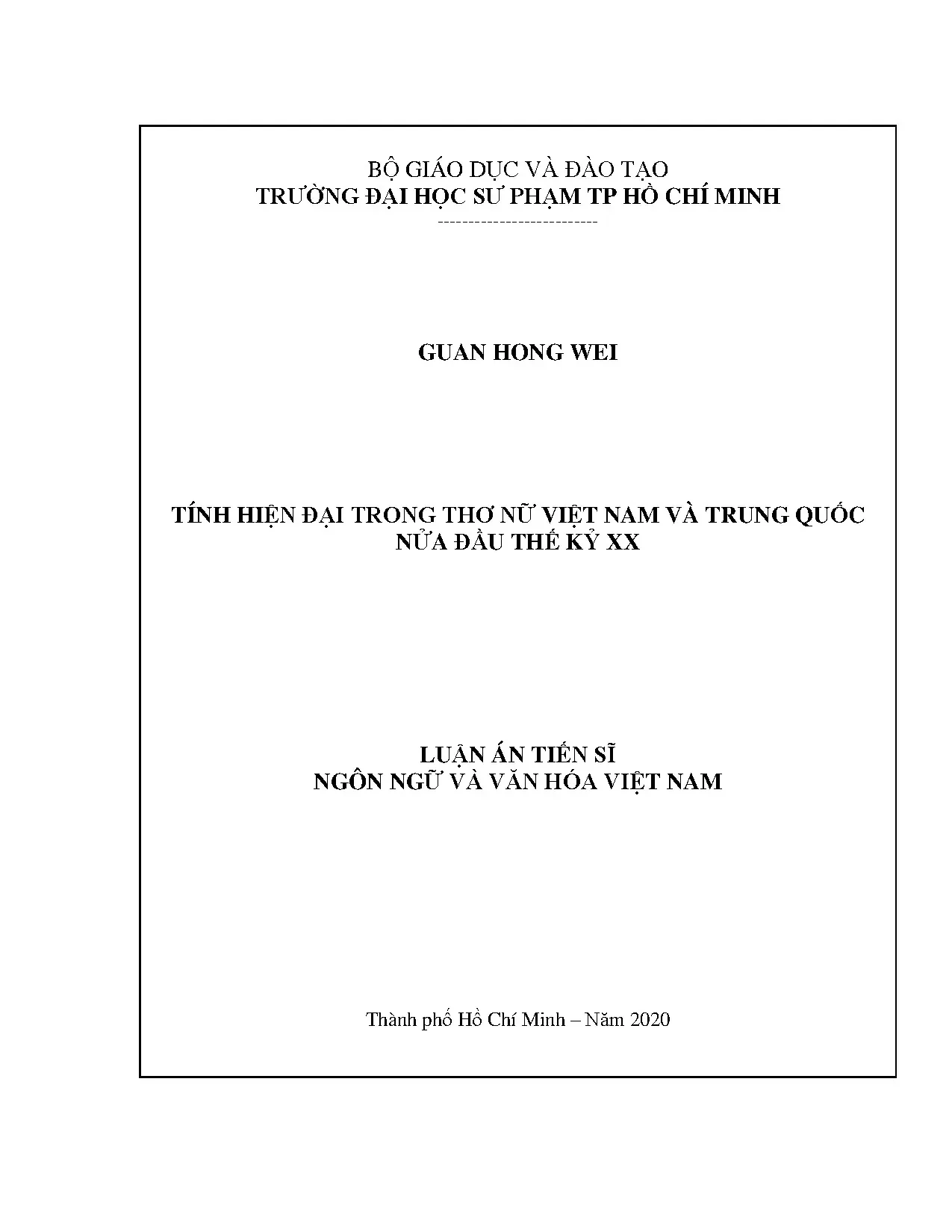 Tính hiện đại trong thơ nữ Việt Nam & Trung Quốc (nửa đầu TK XX)